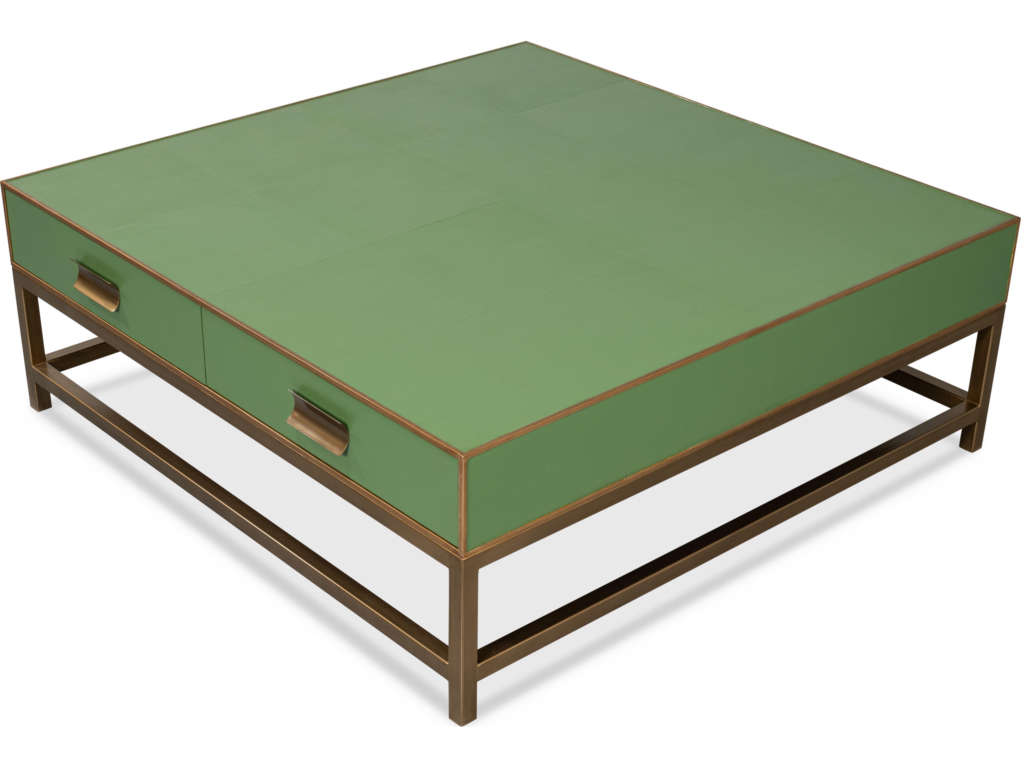 Sarreid Ltd Gideon Shagreen Square Coffee Table Watercress