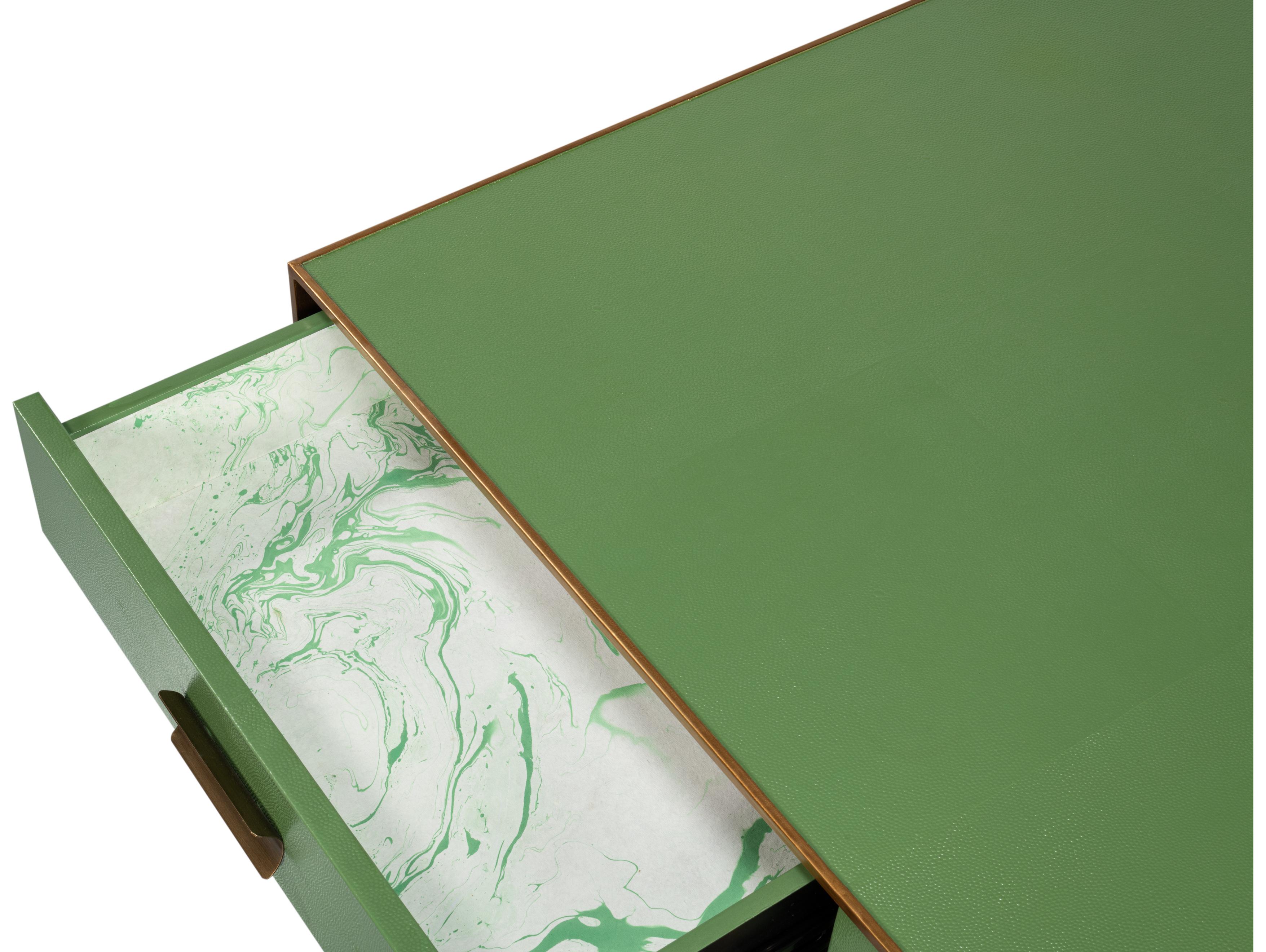 Sarreid Ltd Gideon Shagreen Square Coffee Table Watercress