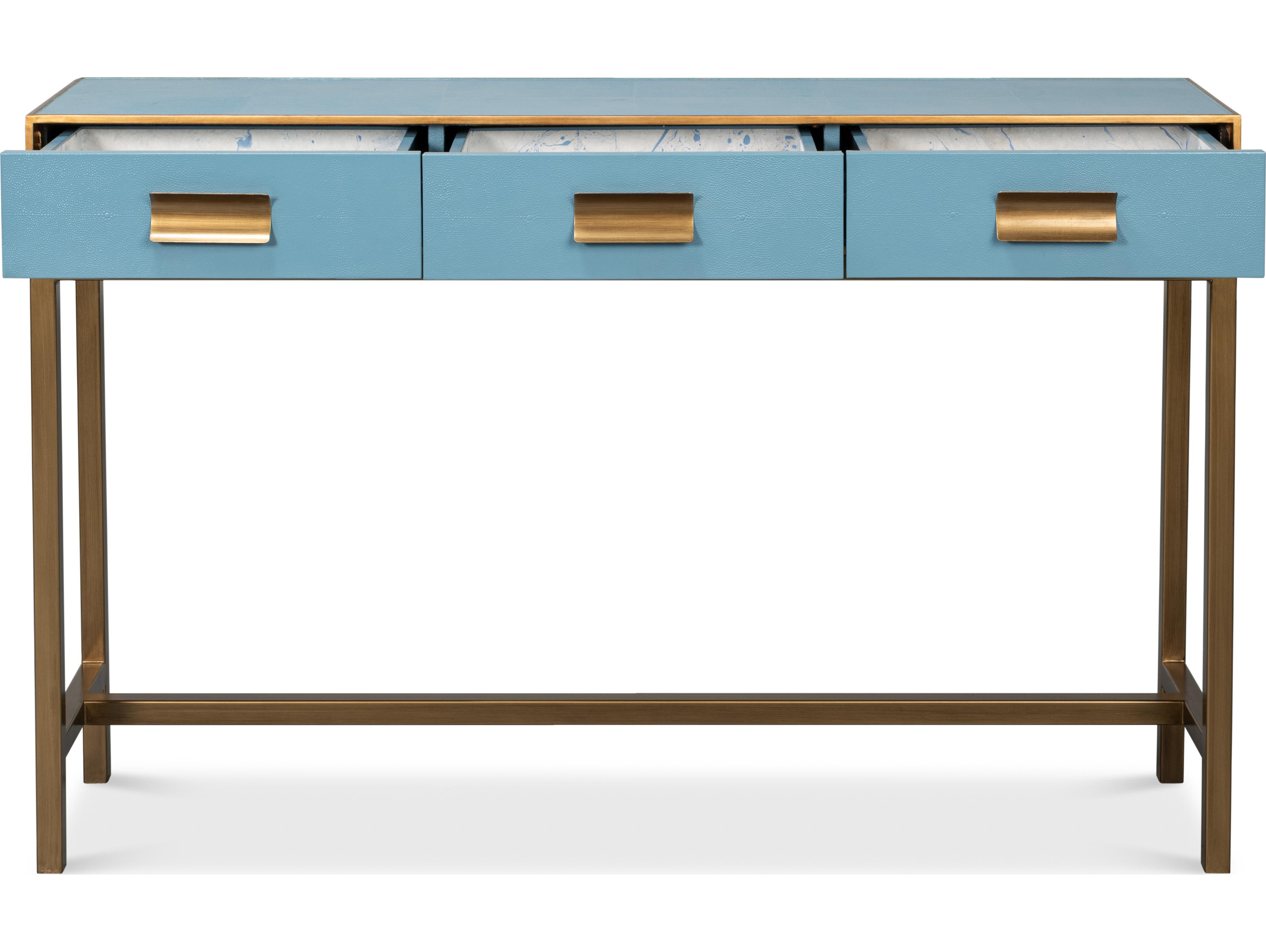 Sarreid Ltd Gideon Shagreen Console Chambray Blue