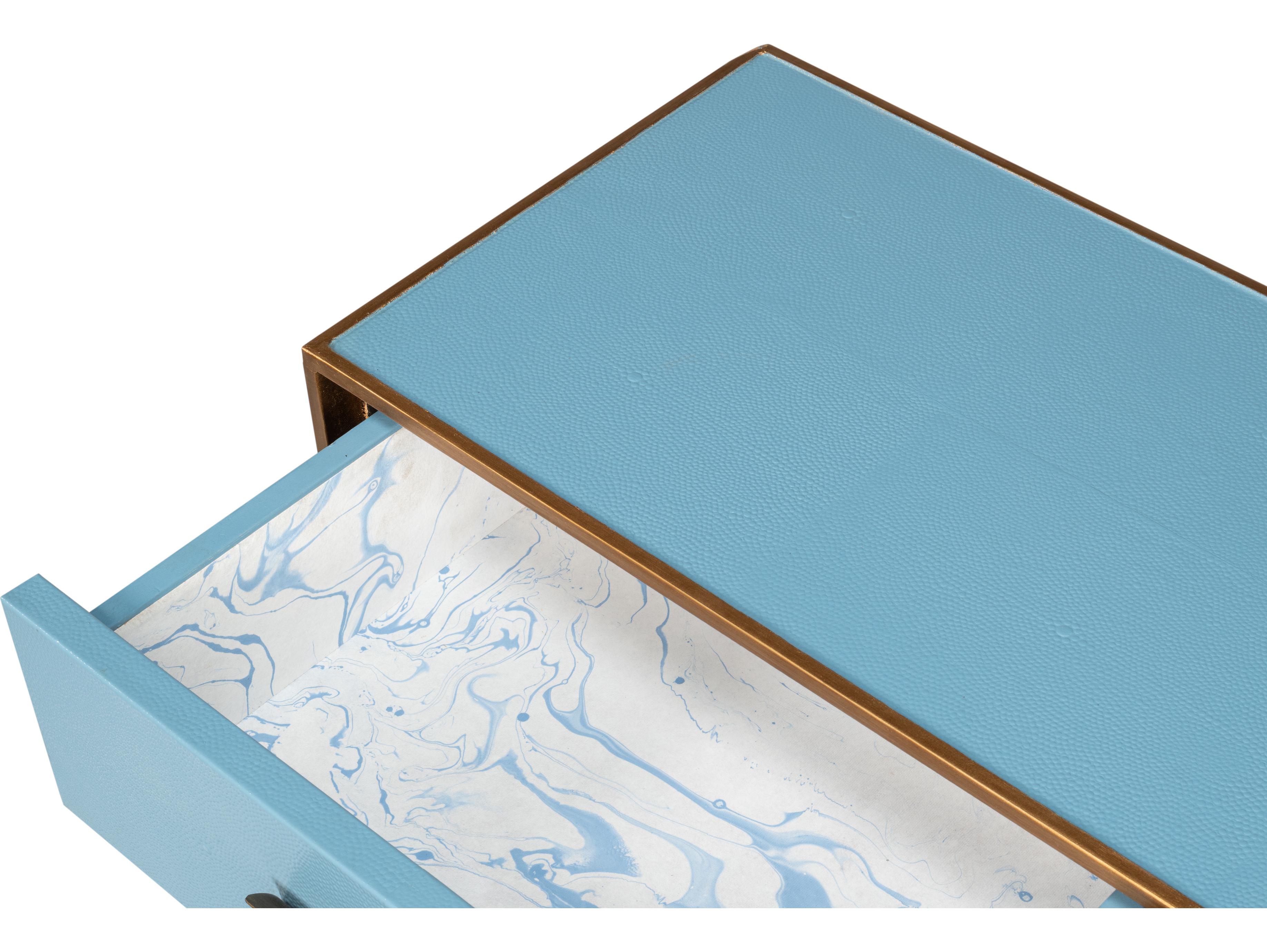 Sarreid Ltd Gideon Shagreen Console Chambray Blue