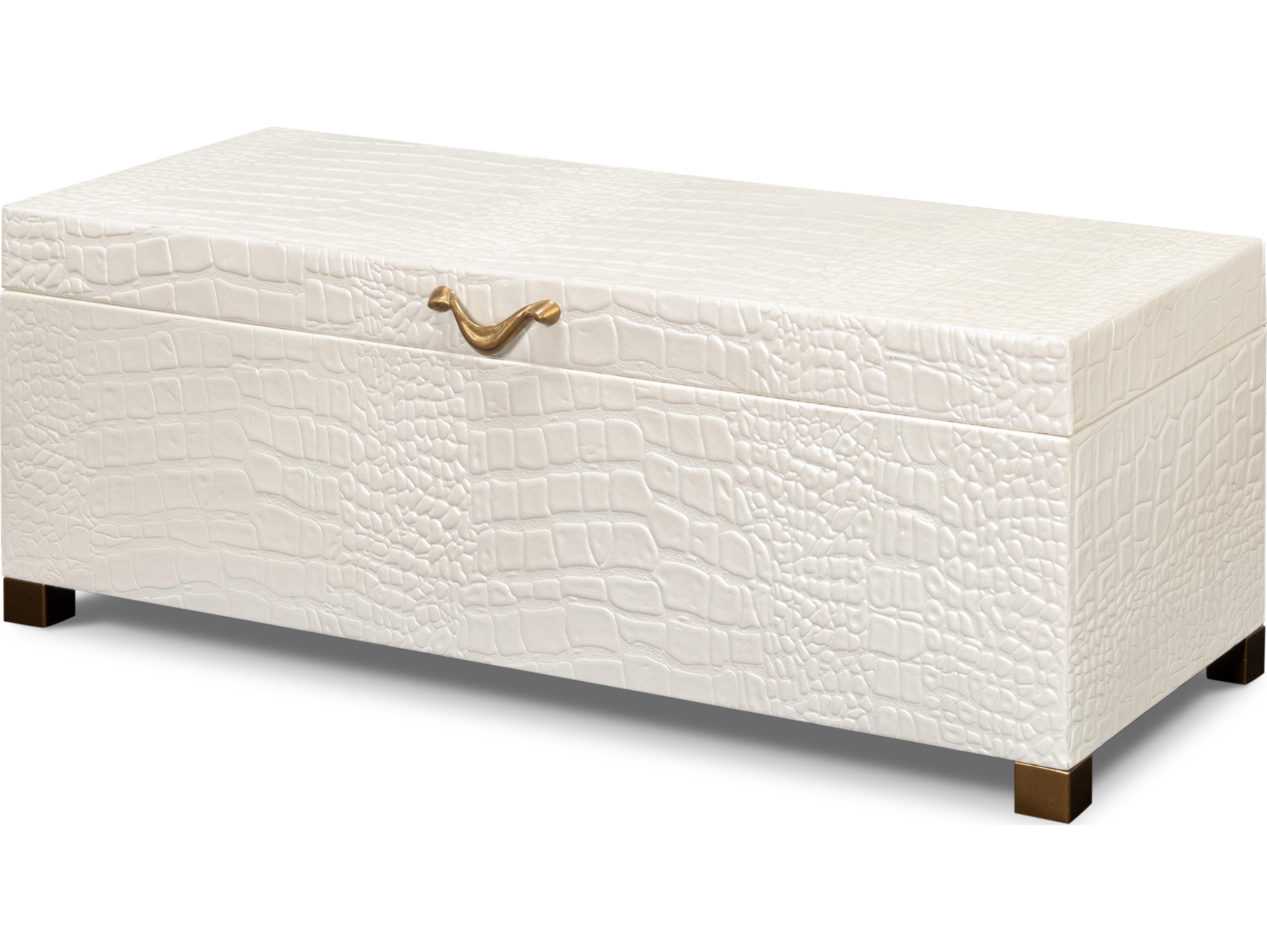 Sarreid Ltd Lyle Leather Box Pearl