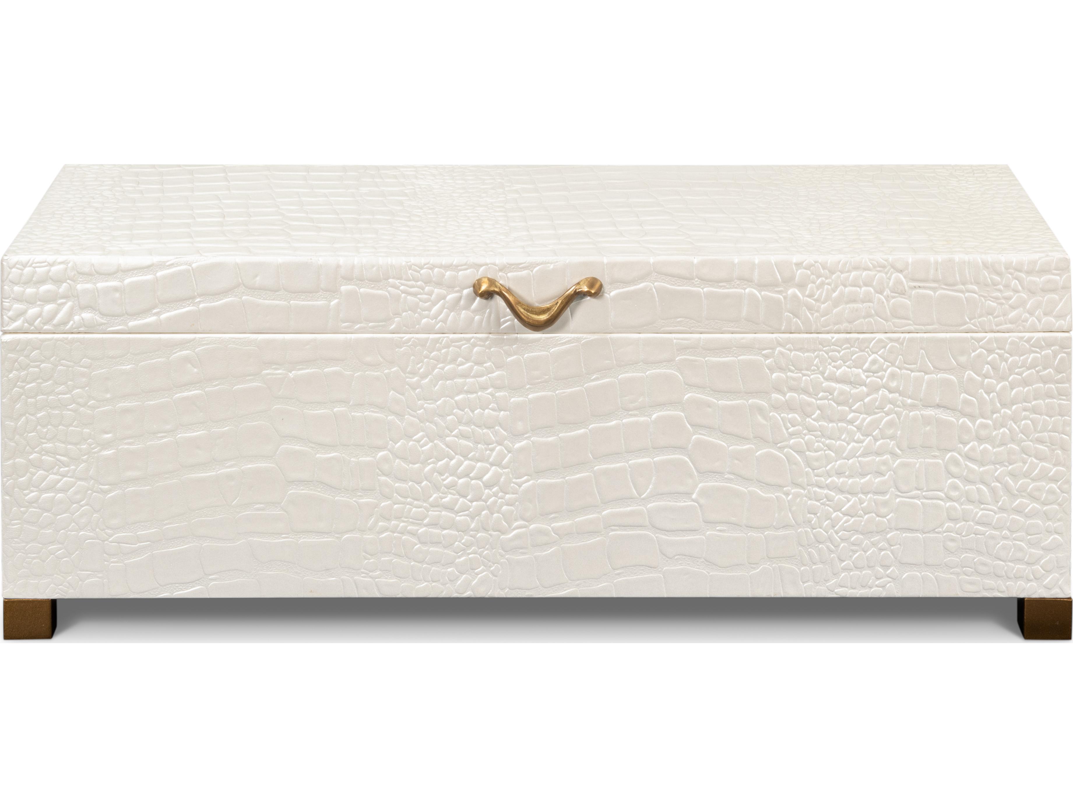 Sarreid Ltd Lyle Leather Box Pearl