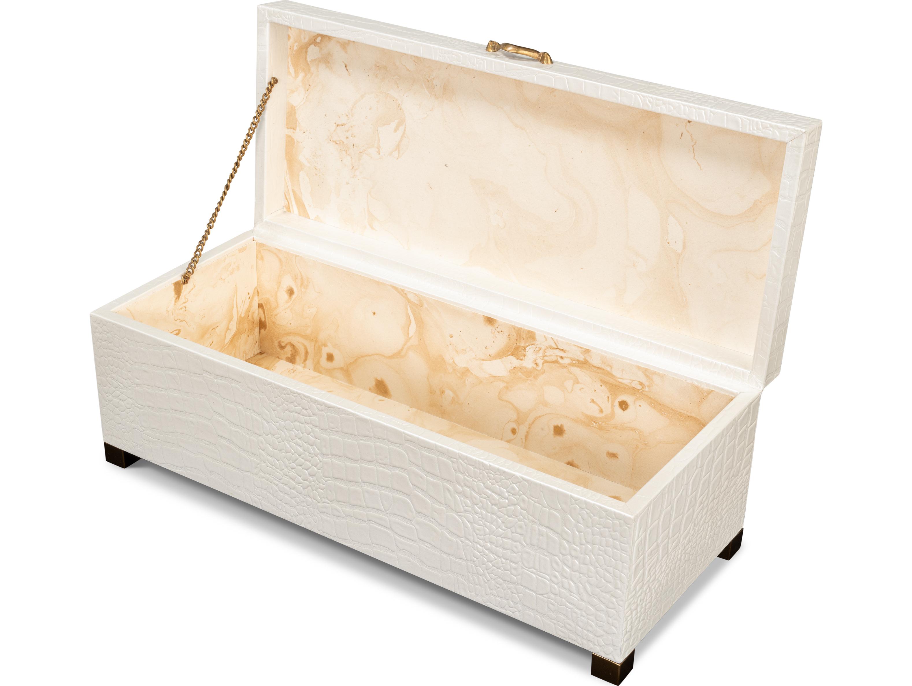 Sarreid Ltd Lyle Leather Box Pearl