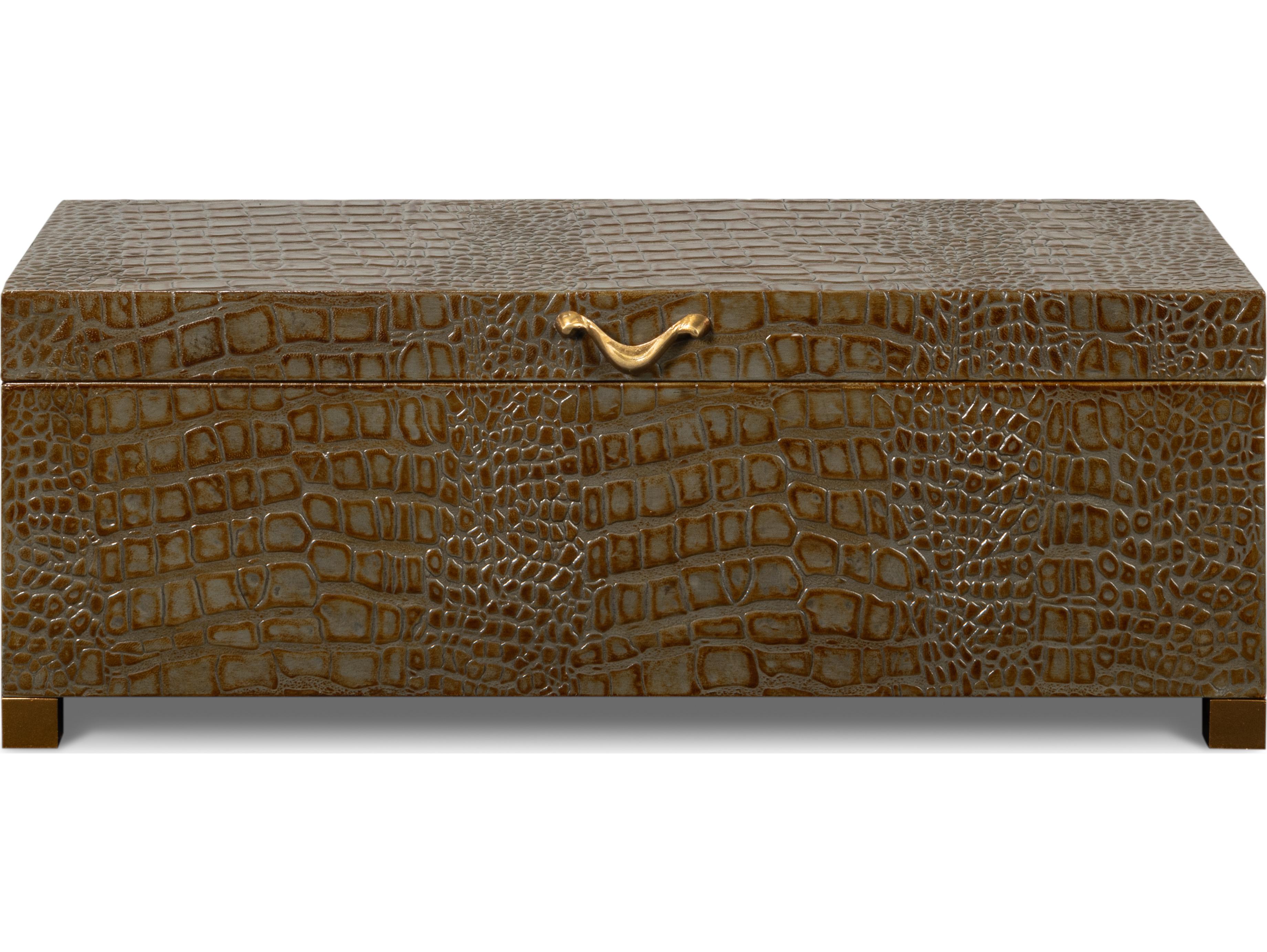 Sarreid Ltd Lyle Leather Box Antique Green