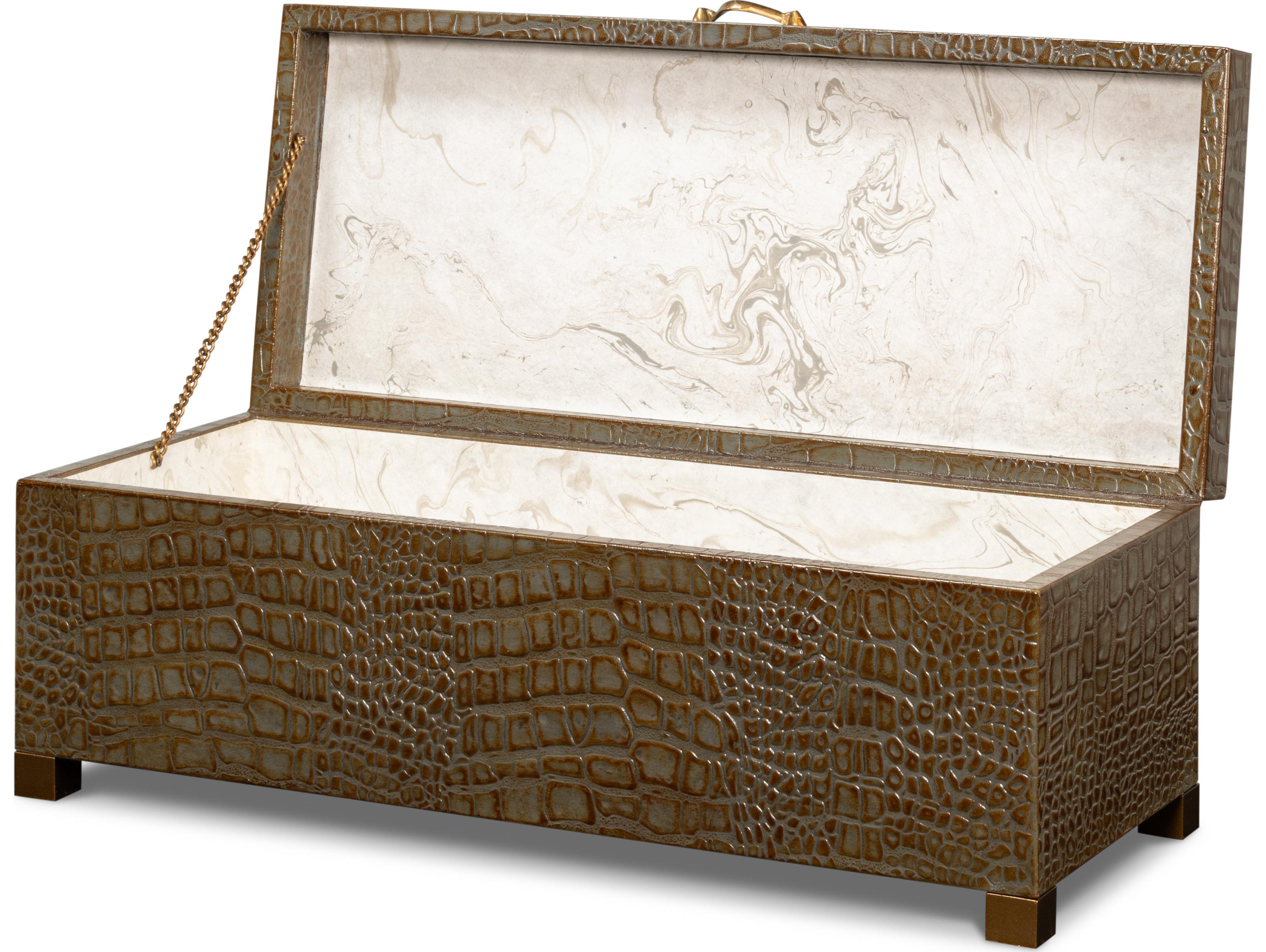 Sarreid Ltd Lyle Leather Box Antique Green