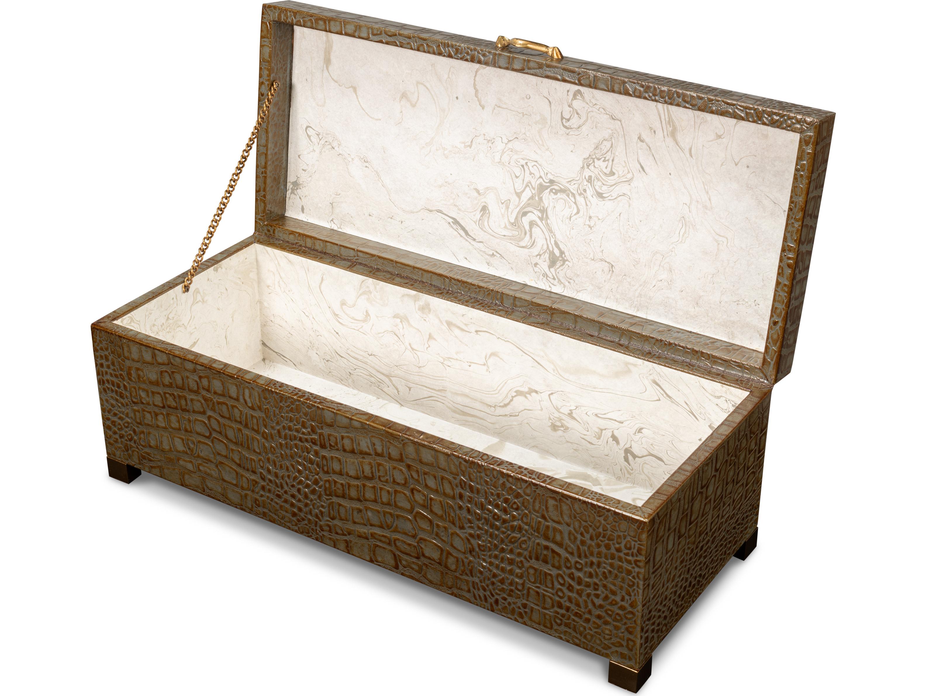 Sarreid Ltd Lyle Leather Box Antique Green