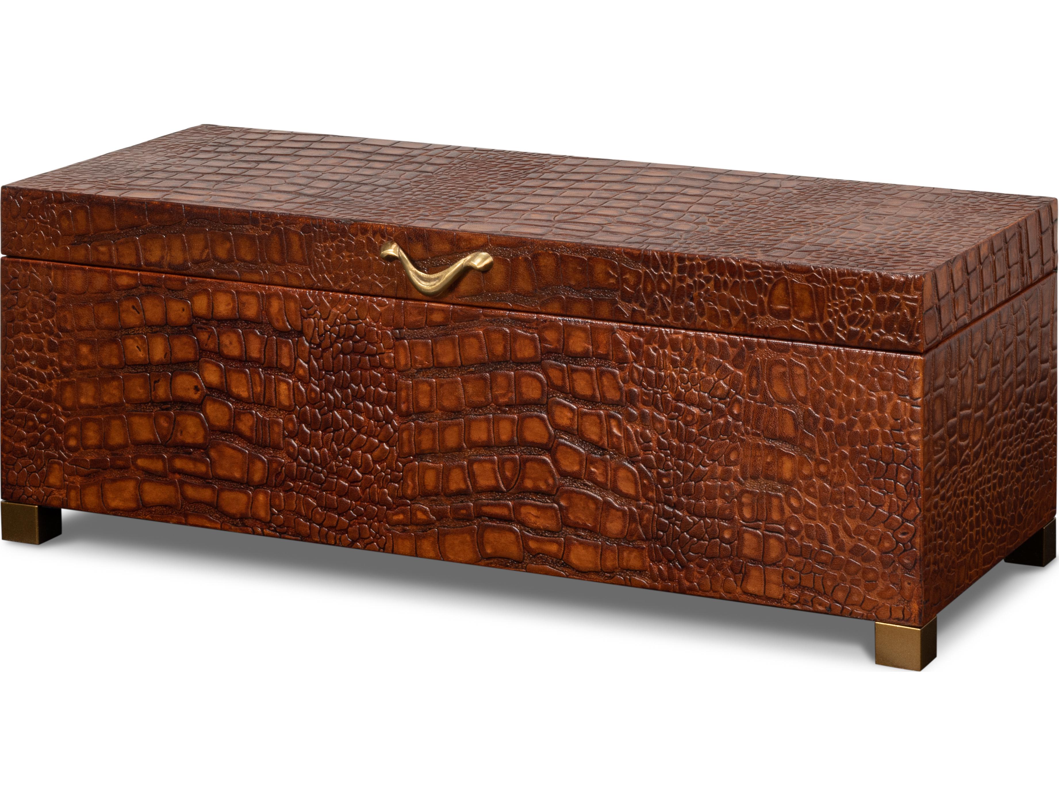 Sarreid Ltd Lyle Leather Box Tan Tessoro