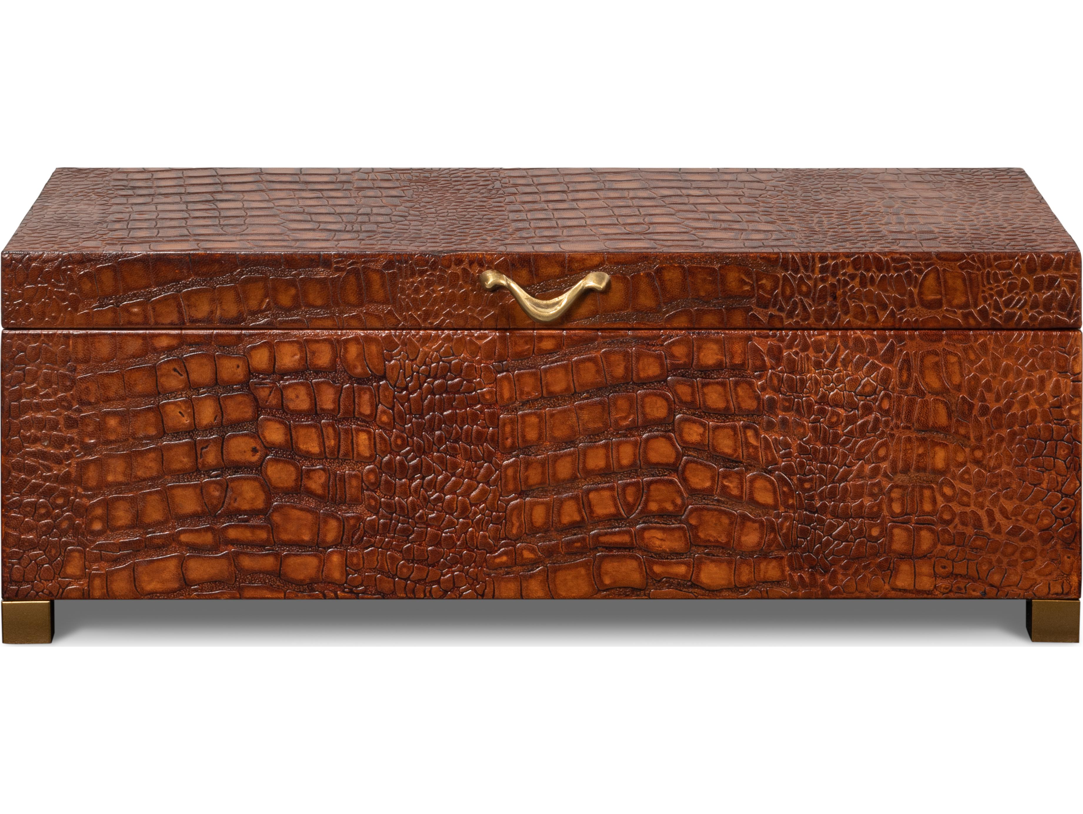 Sarreid Ltd Lyle Leather Box Tan Tessoro