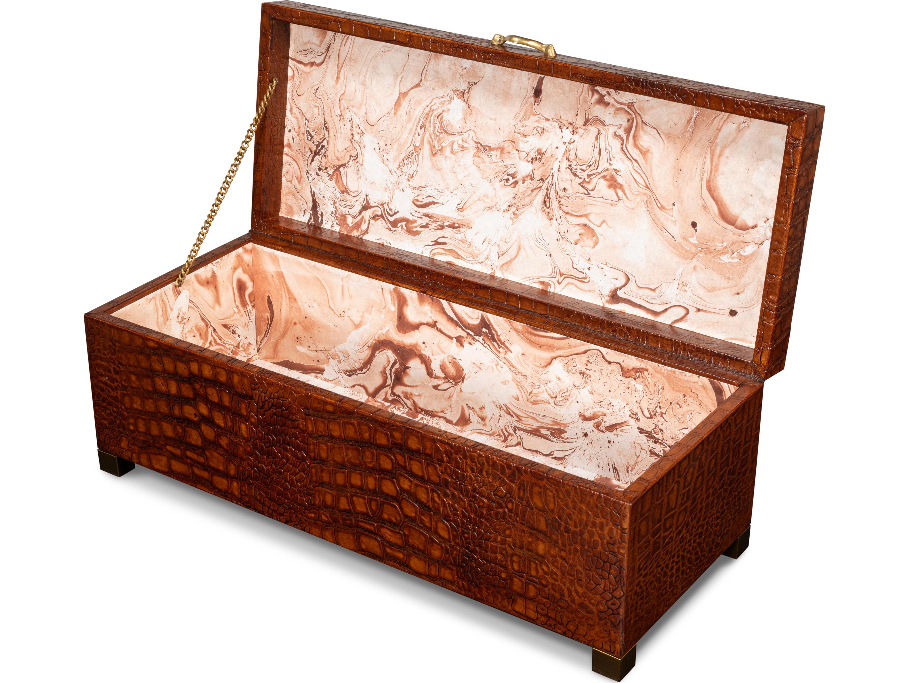 Sarreid Ltd Lyle Leather Box Tan Tessoro