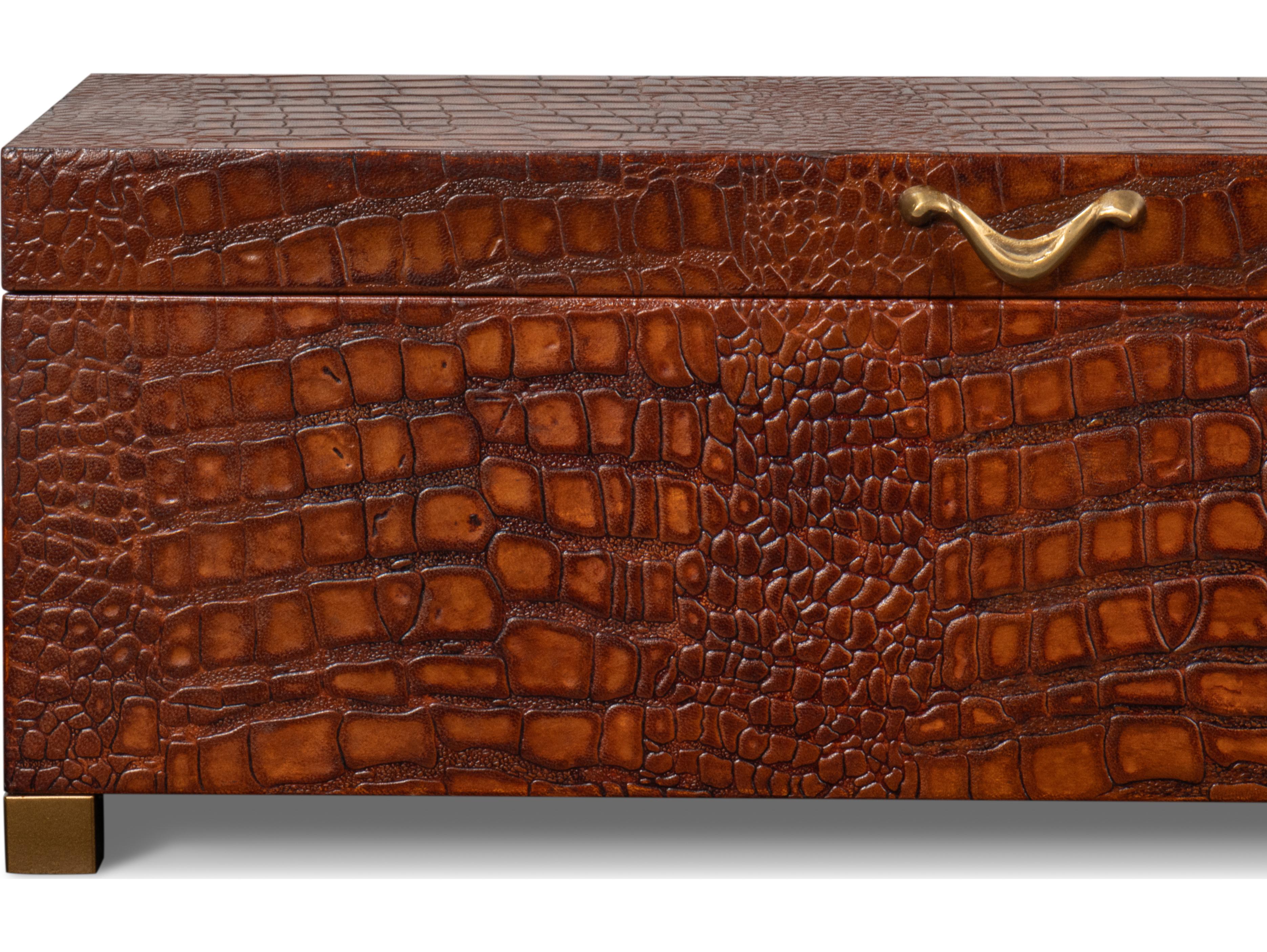 Sarreid Ltd Lyle Leather Box Tan Tessoro