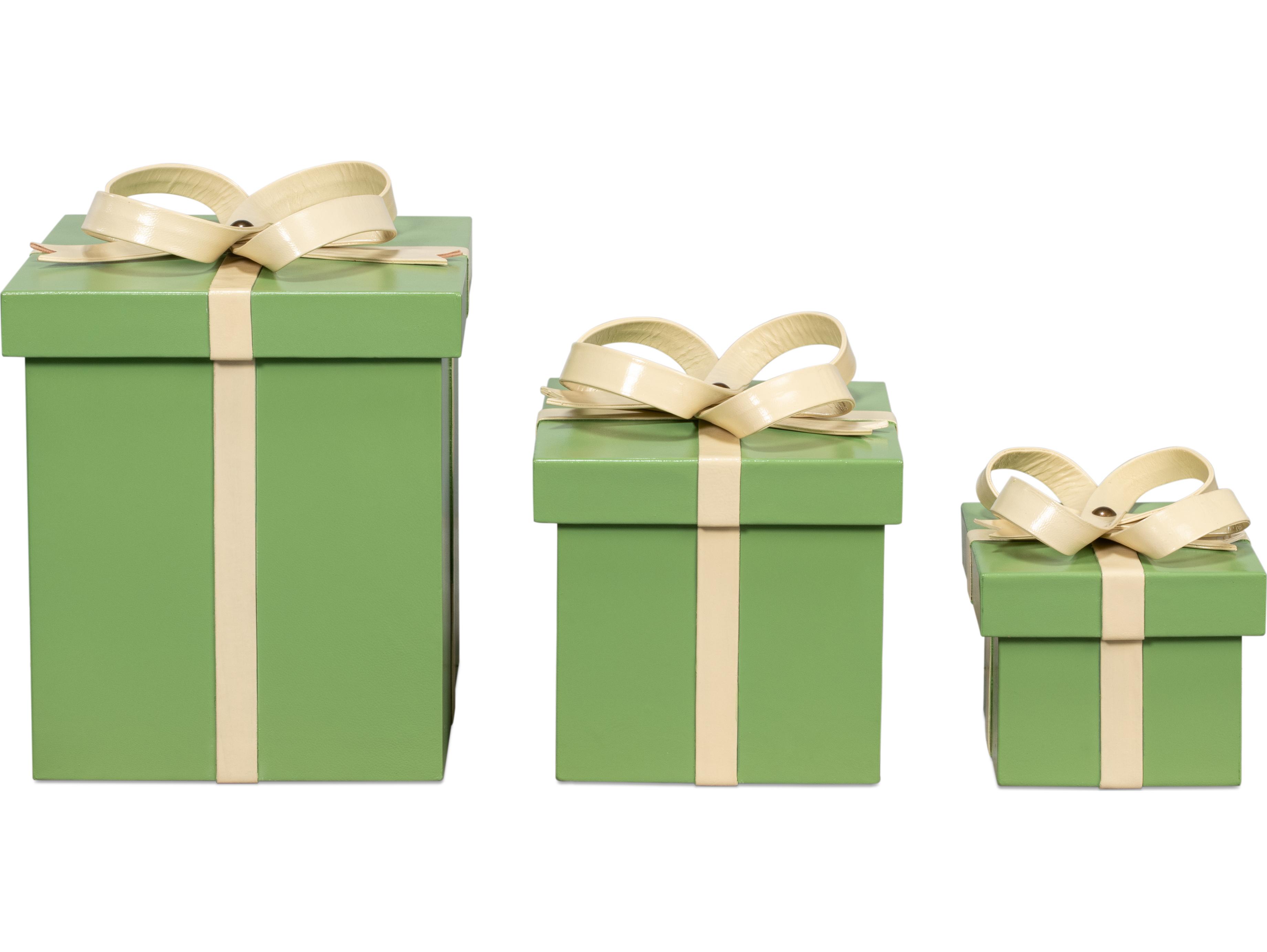 Sarreid Ltd Ferrell Leather Holiday Boxes 3 Green