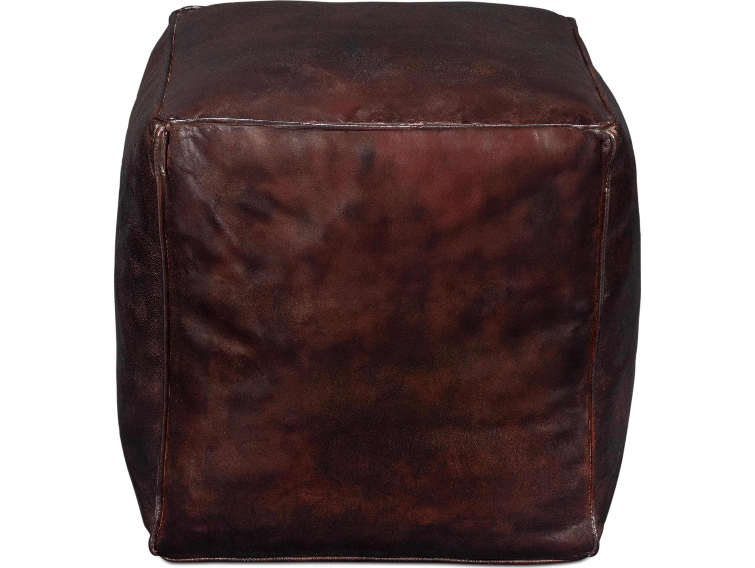 Sarreid Ltd Sunday Afternoon Leather Cube Dark Brown