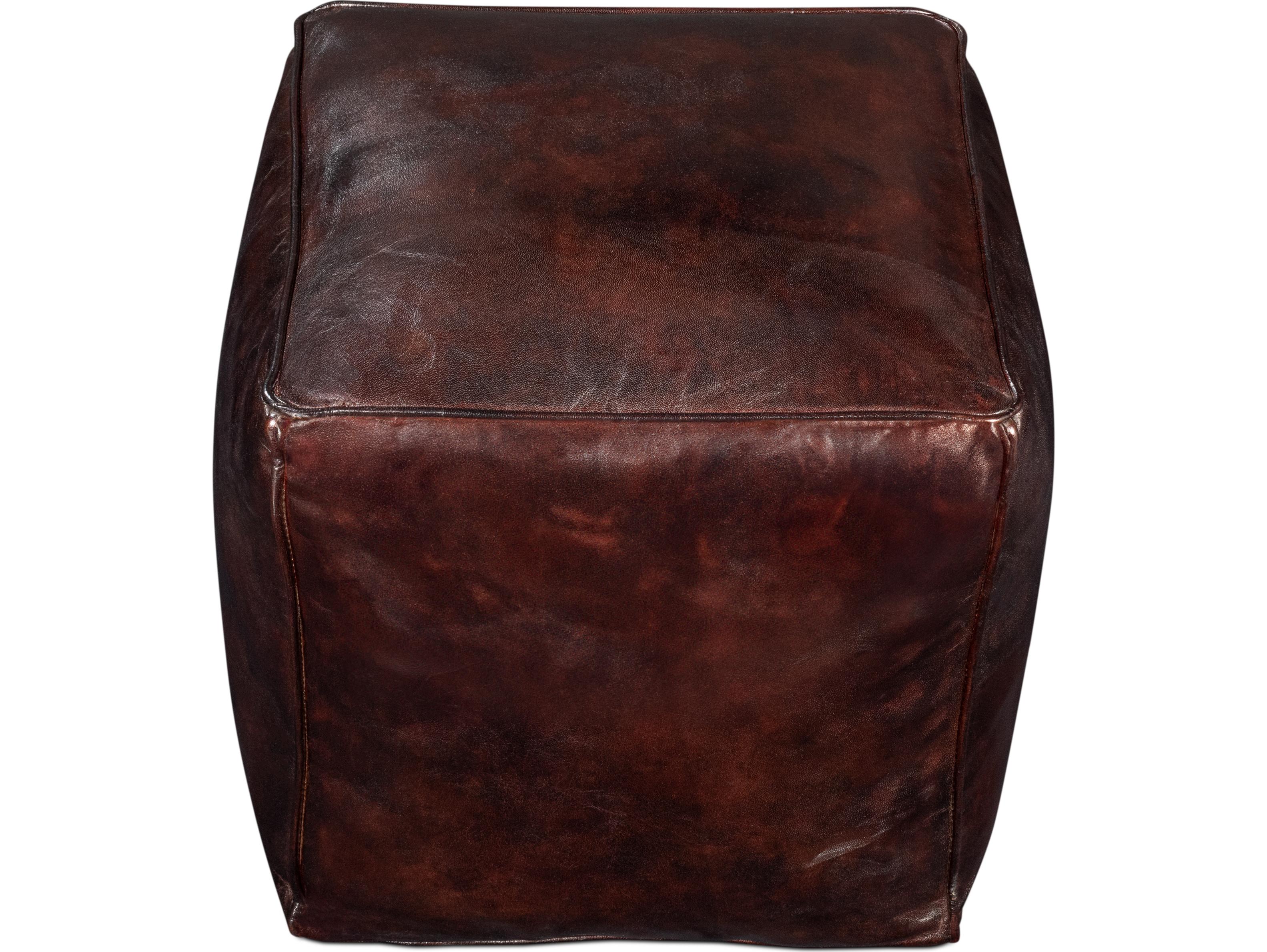 Sarreid Ltd Sunday Afternoon Leather Cube Dark Brown