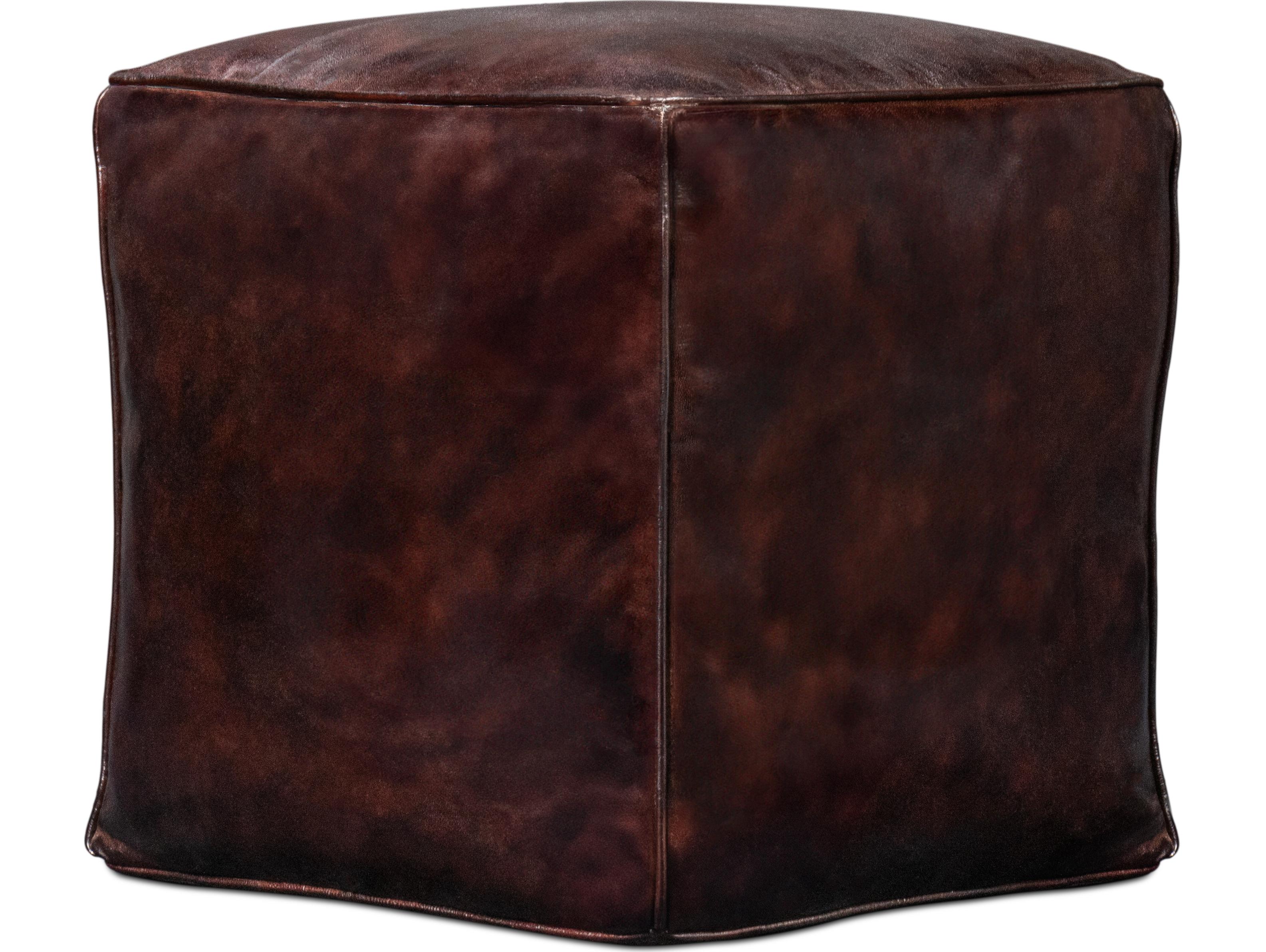 Sarreid Ltd Sunday Afternoon Leather Cube Dark Brown