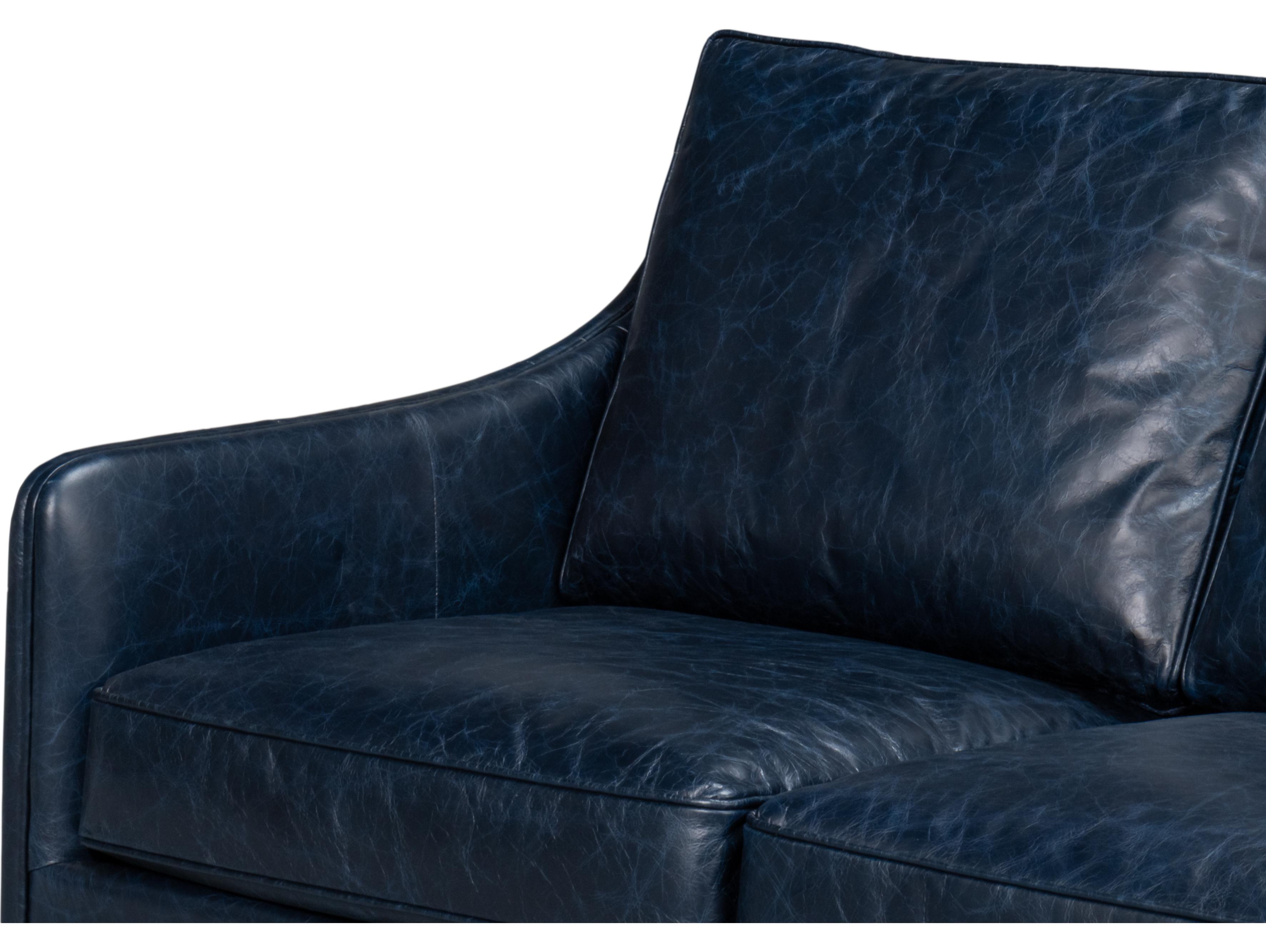 Sarreid Ltd Alehandro Leather Sofa Chateau Blue