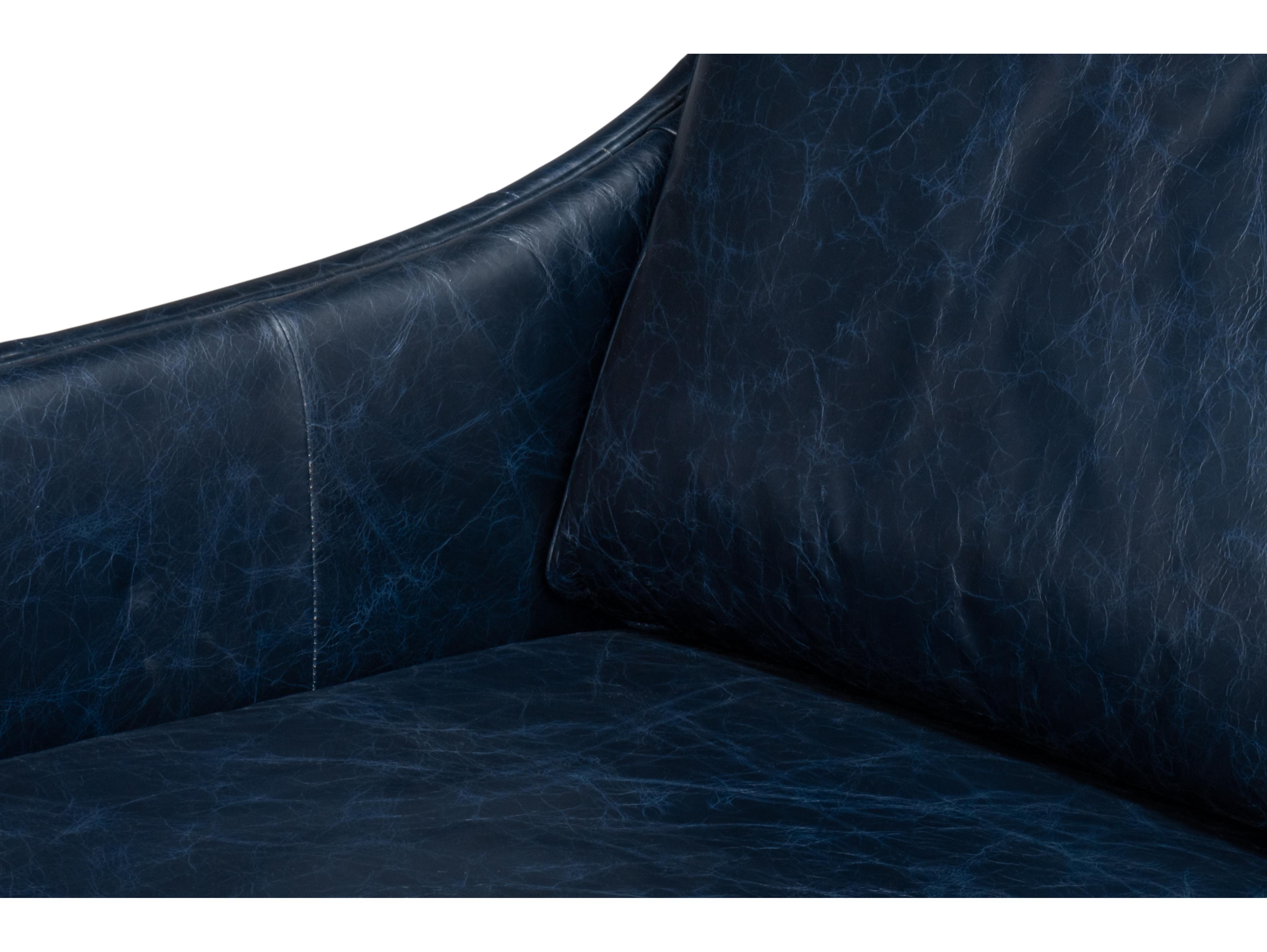 Sarreid Ltd Alehandro Leather Sofa Chateau Blue