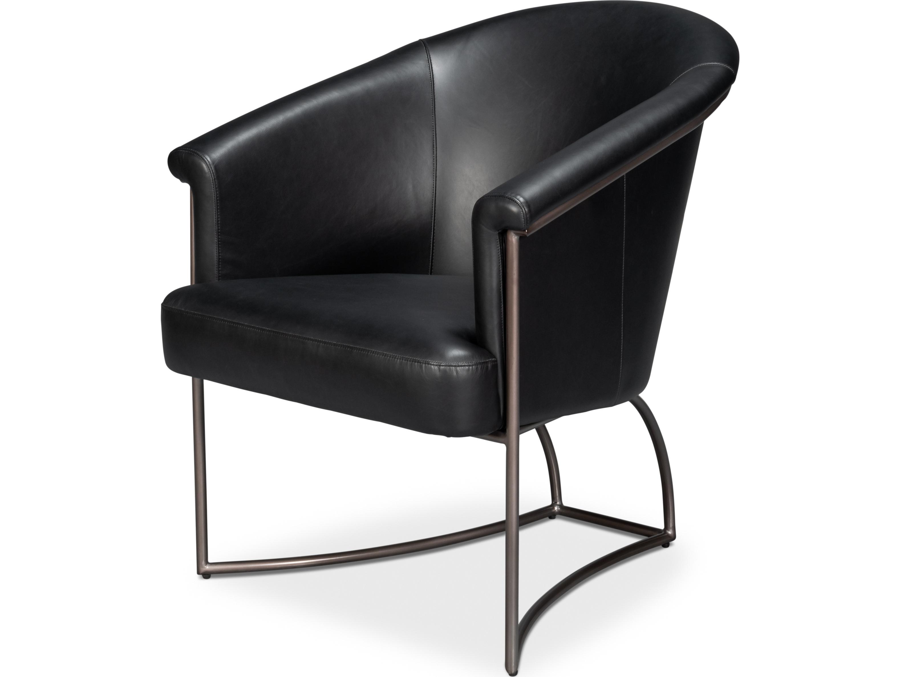 Sarreid Ltd Nagel Distilled Leather Chair Onyx Black