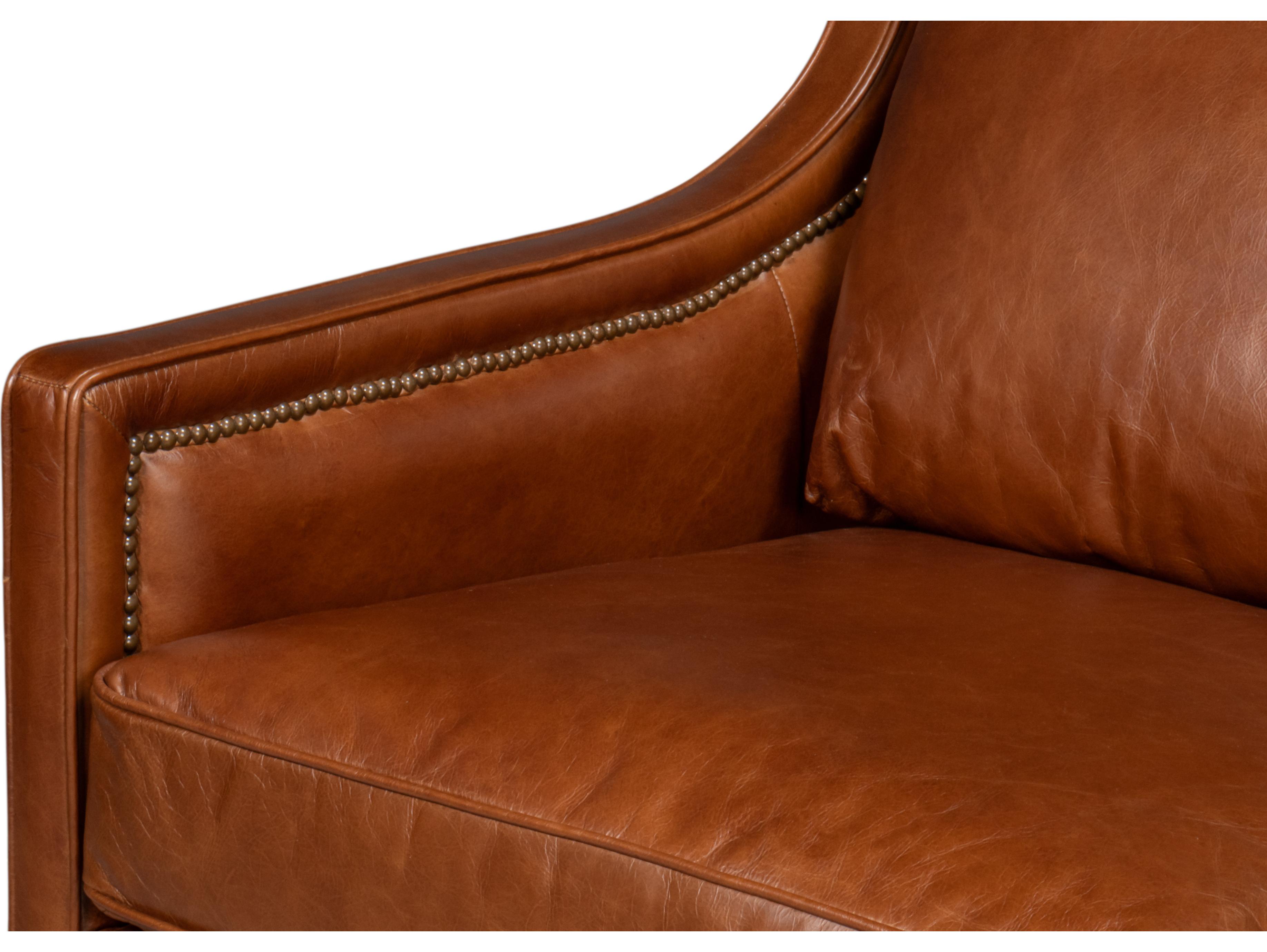Sarreid Ltd Philipe Distilled Leather Sofa Brown