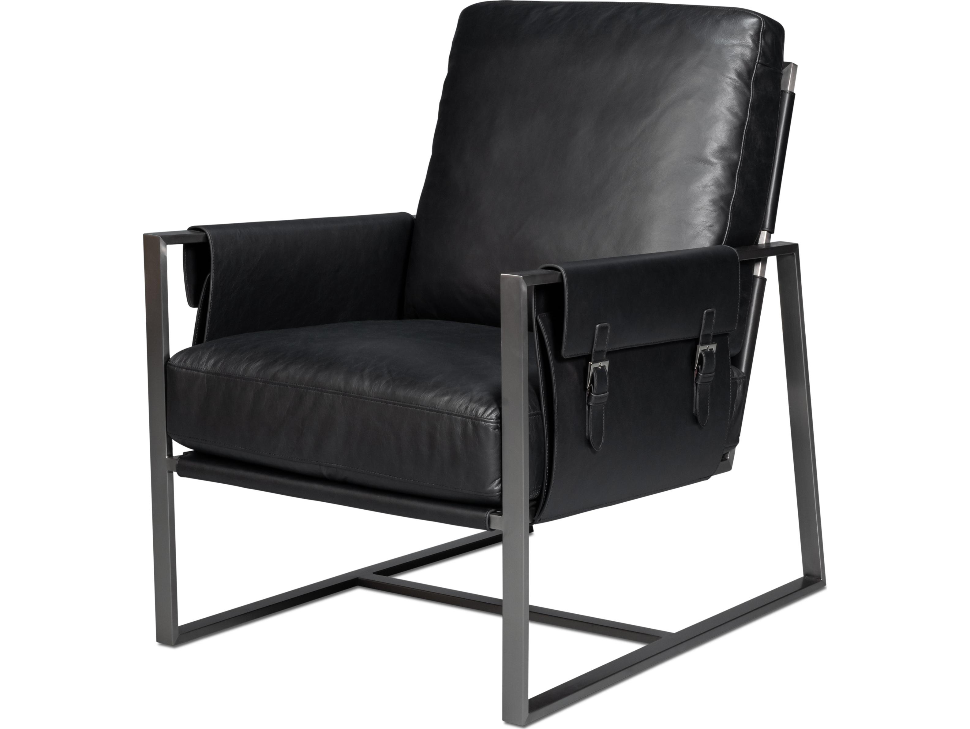Sarreid Ltd Edmonds Distilled Leather Chair Onyx Black