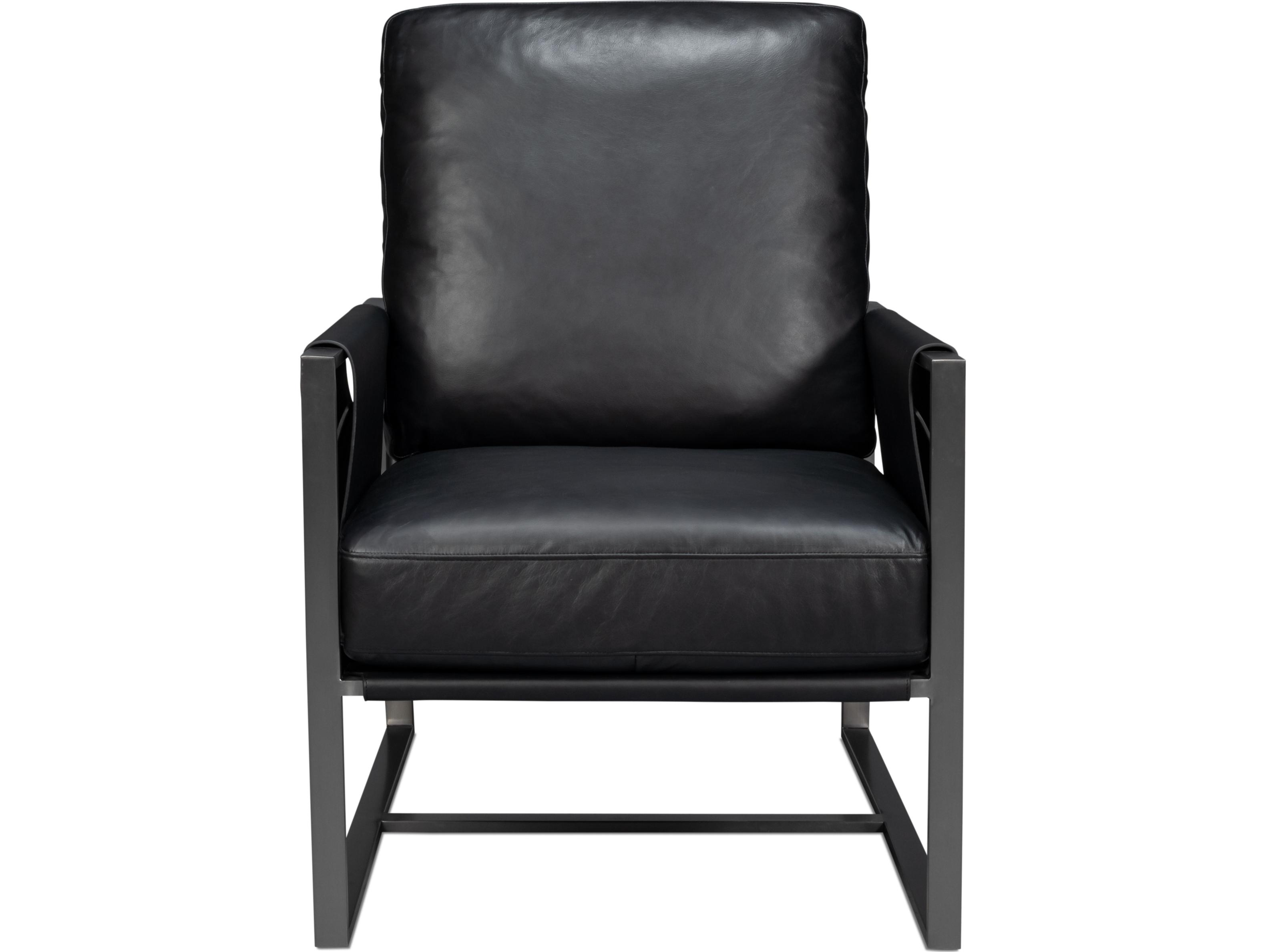 Sarreid Ltd Edmonds Distilled Leather Chair Onyx Black
