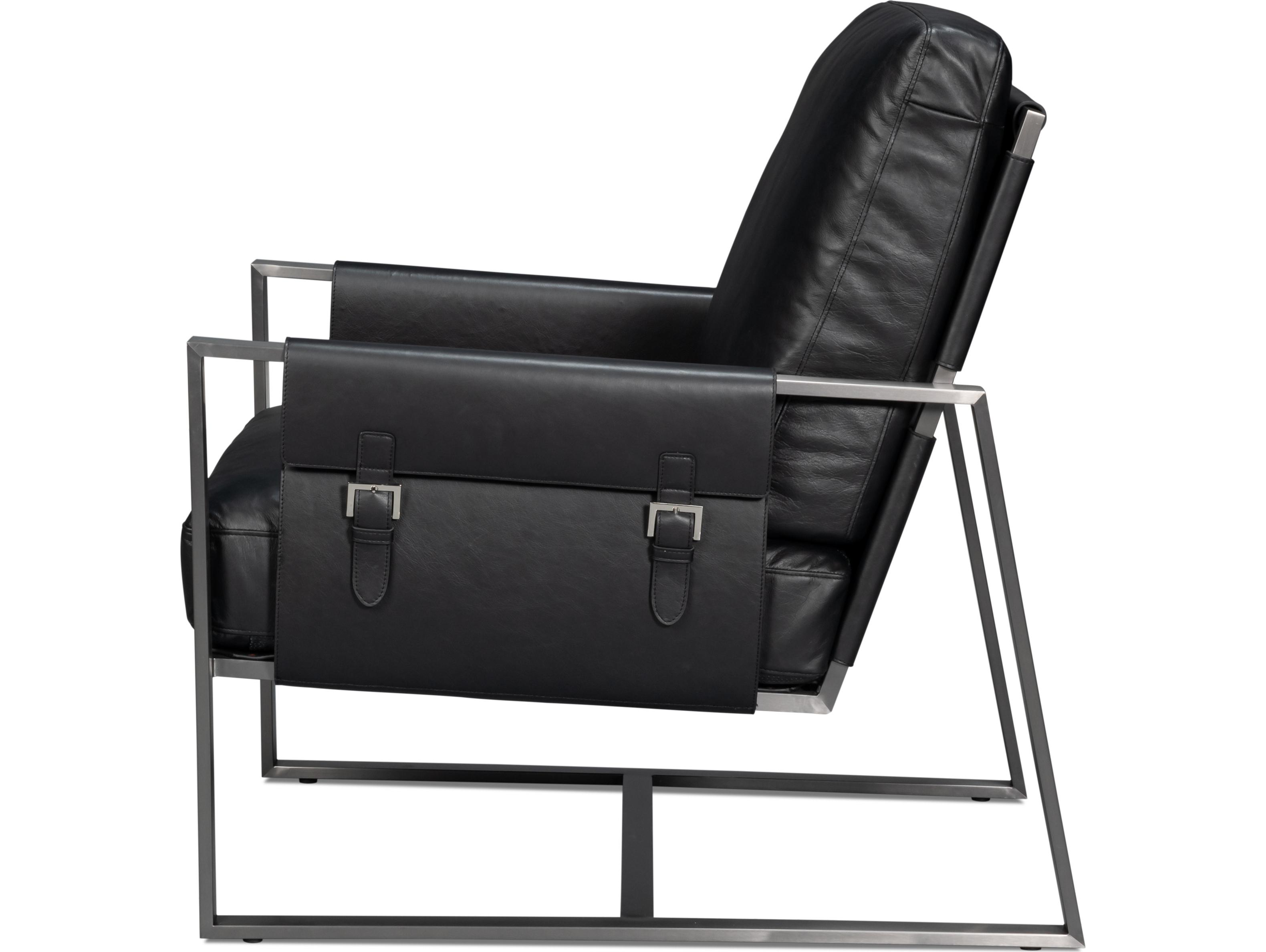 Sarreid Ltd Edmonds Distilled Leather Chair Onyx Black