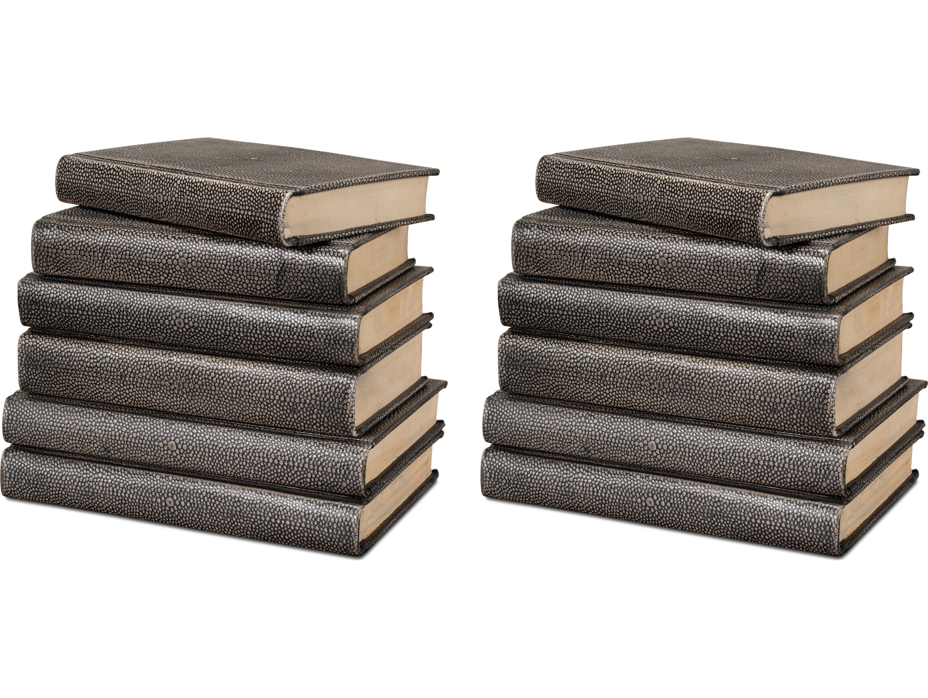 Sarreid Ltd Shagreen Books Set of 12 Antique Grey