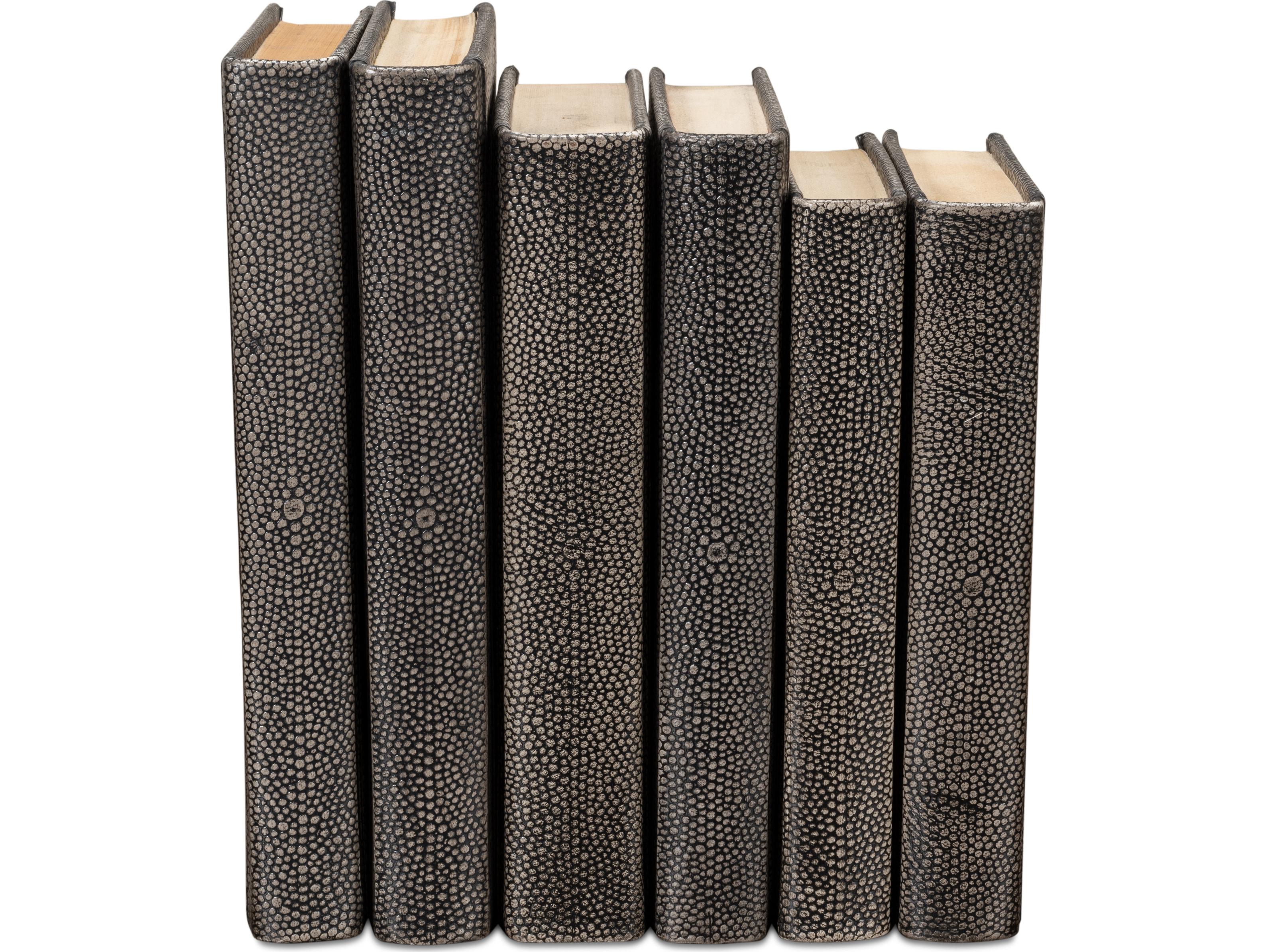 Sarreid Ltd Shagreen Books Set of 12 Antique Grey