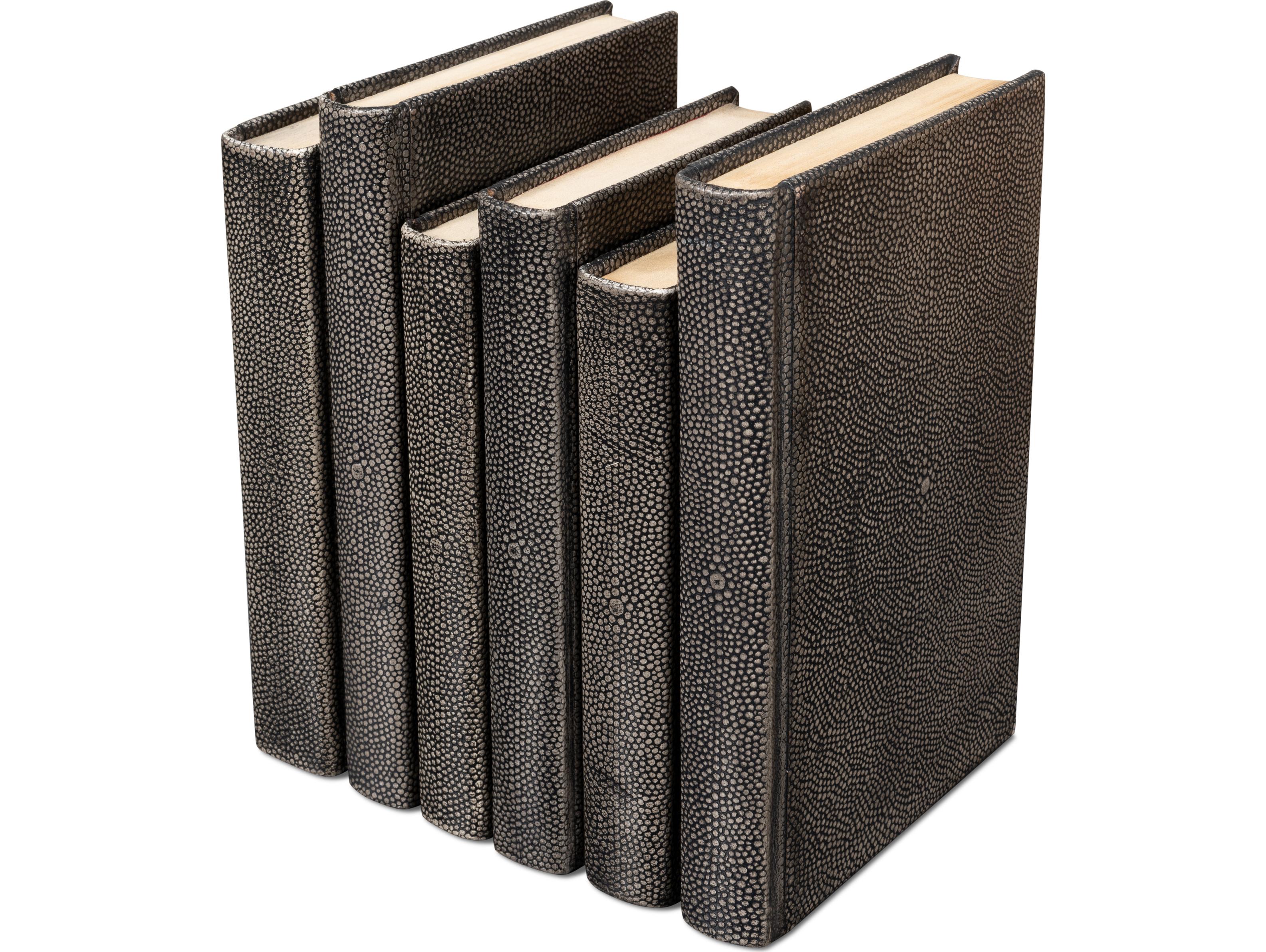 Sarreid Ltd Shagreen Books Set of 12 Antique Grey