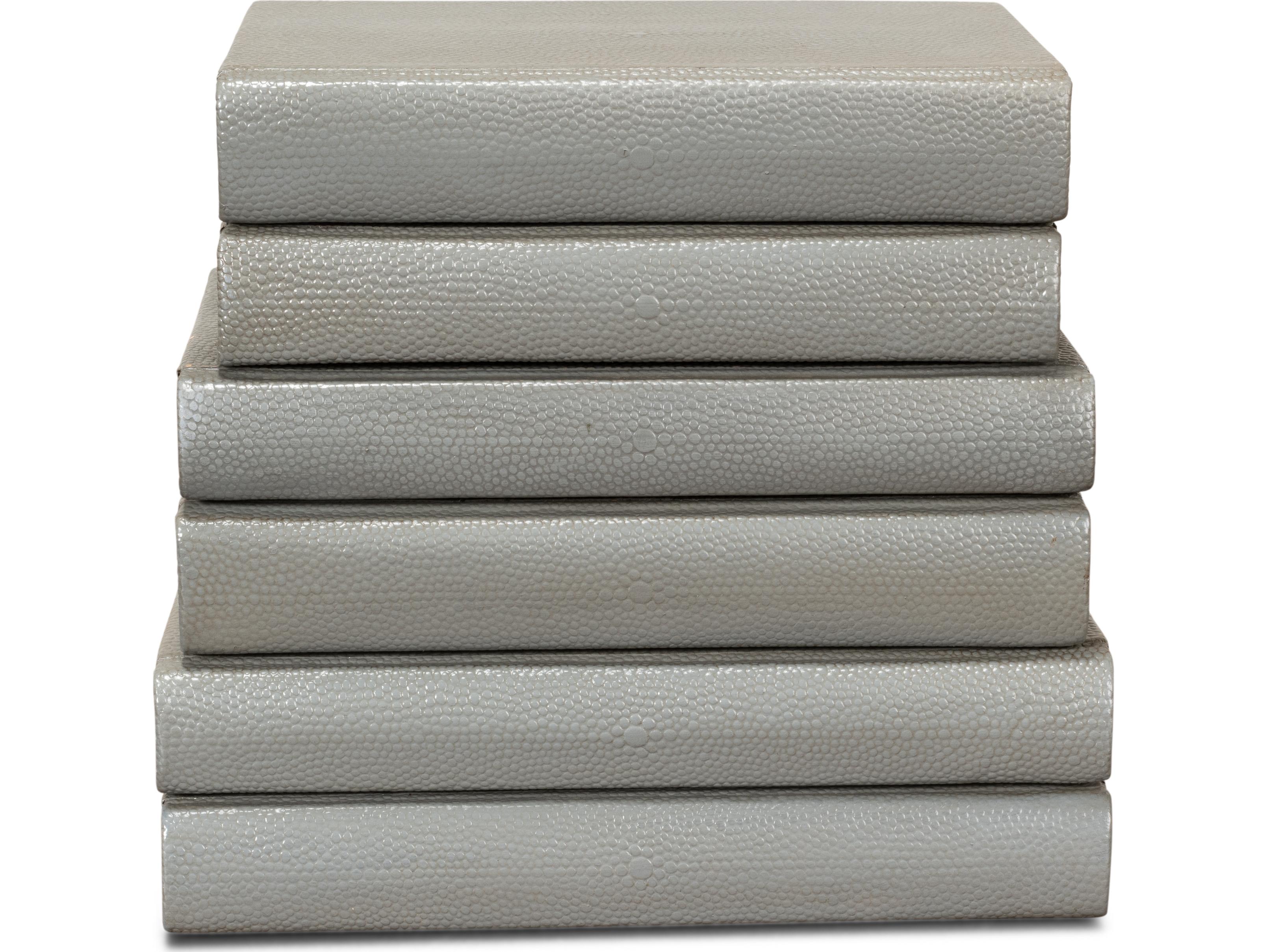 Sarreid Ltd Shagreen Books Set of 12 Storm Grey