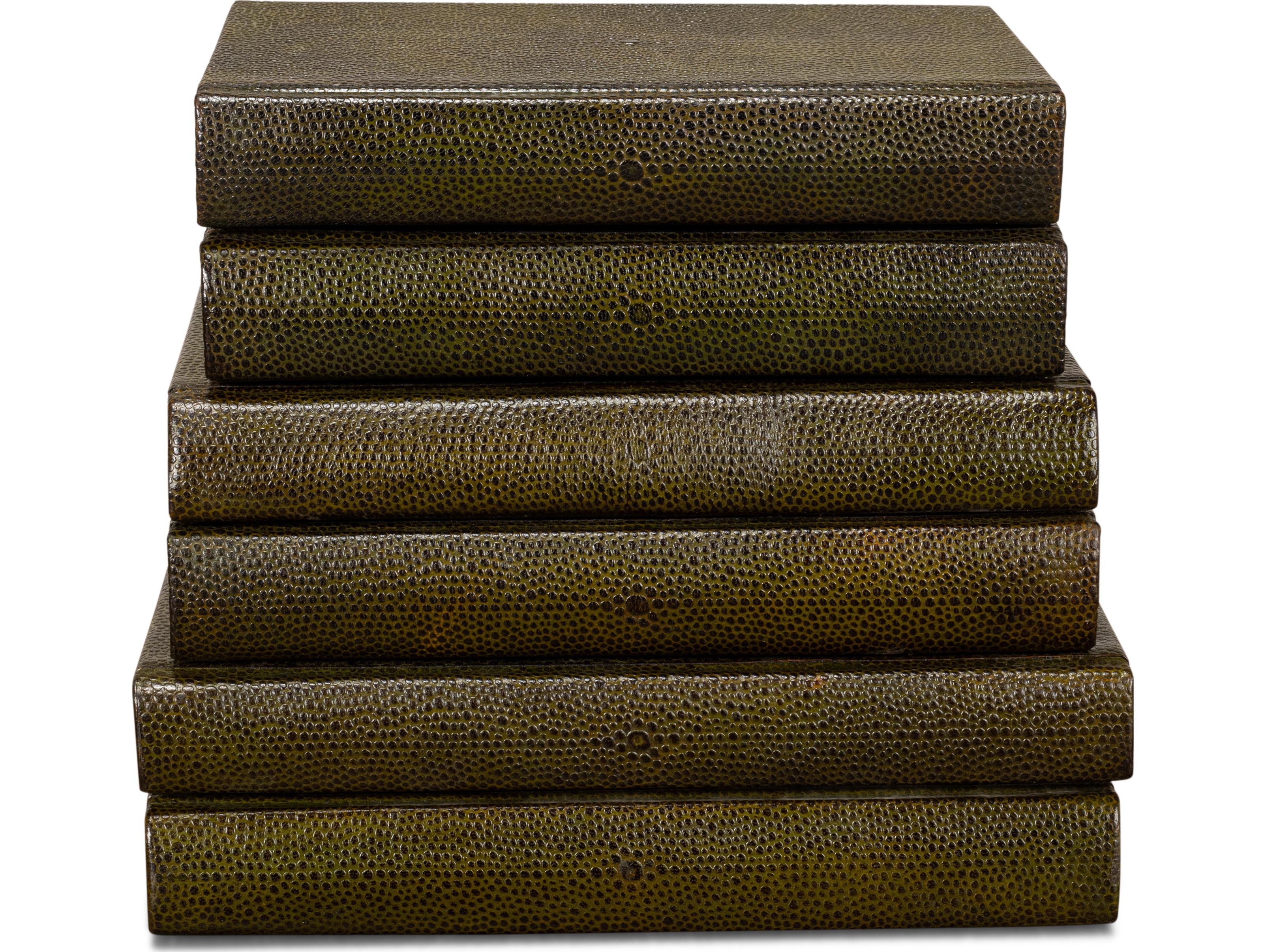 Sarreid Ltd Shagreen Books Set of 12 Leaf