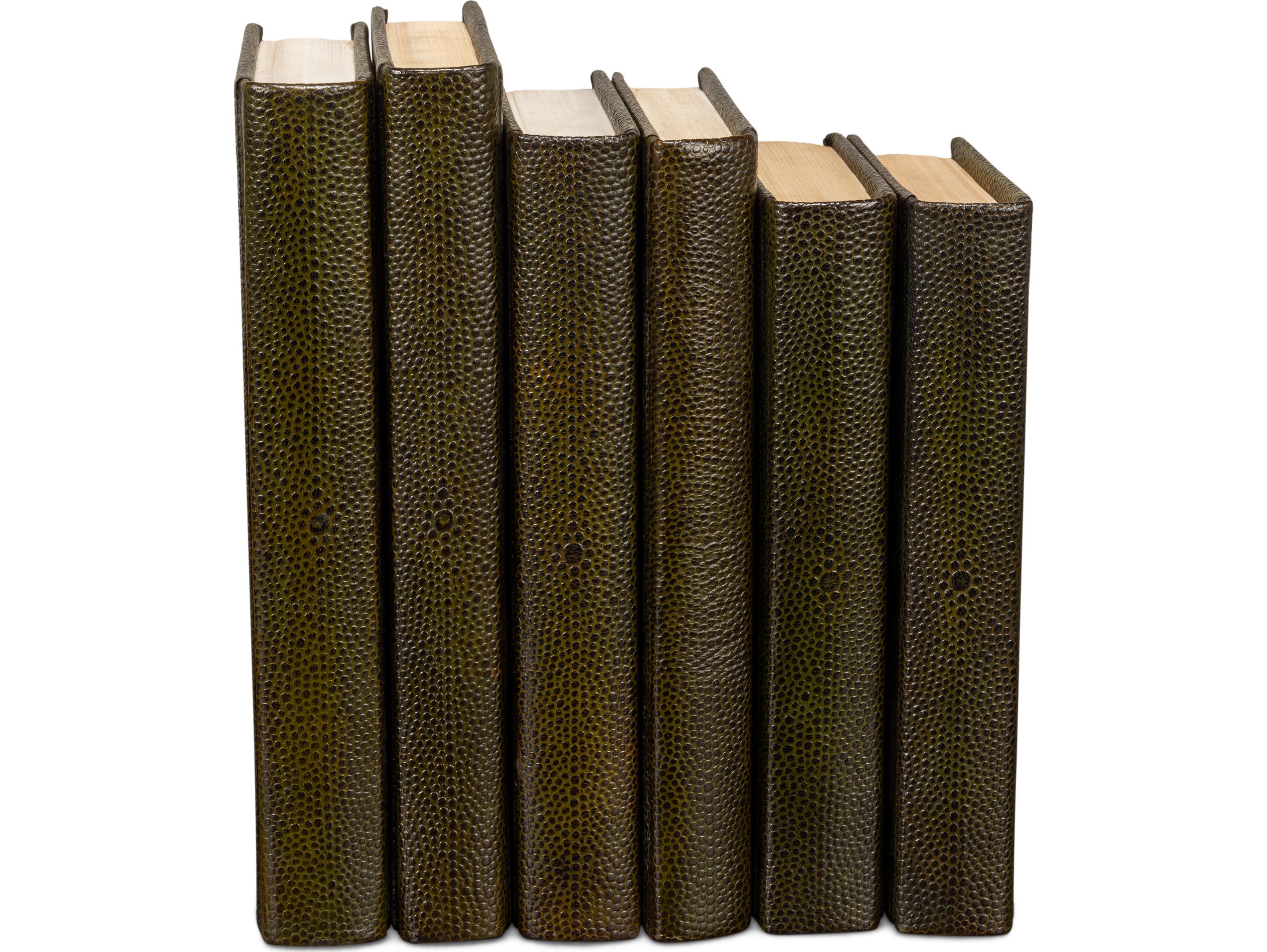 Sarreid Ltd Shagreen Books Set of 12 Leaf