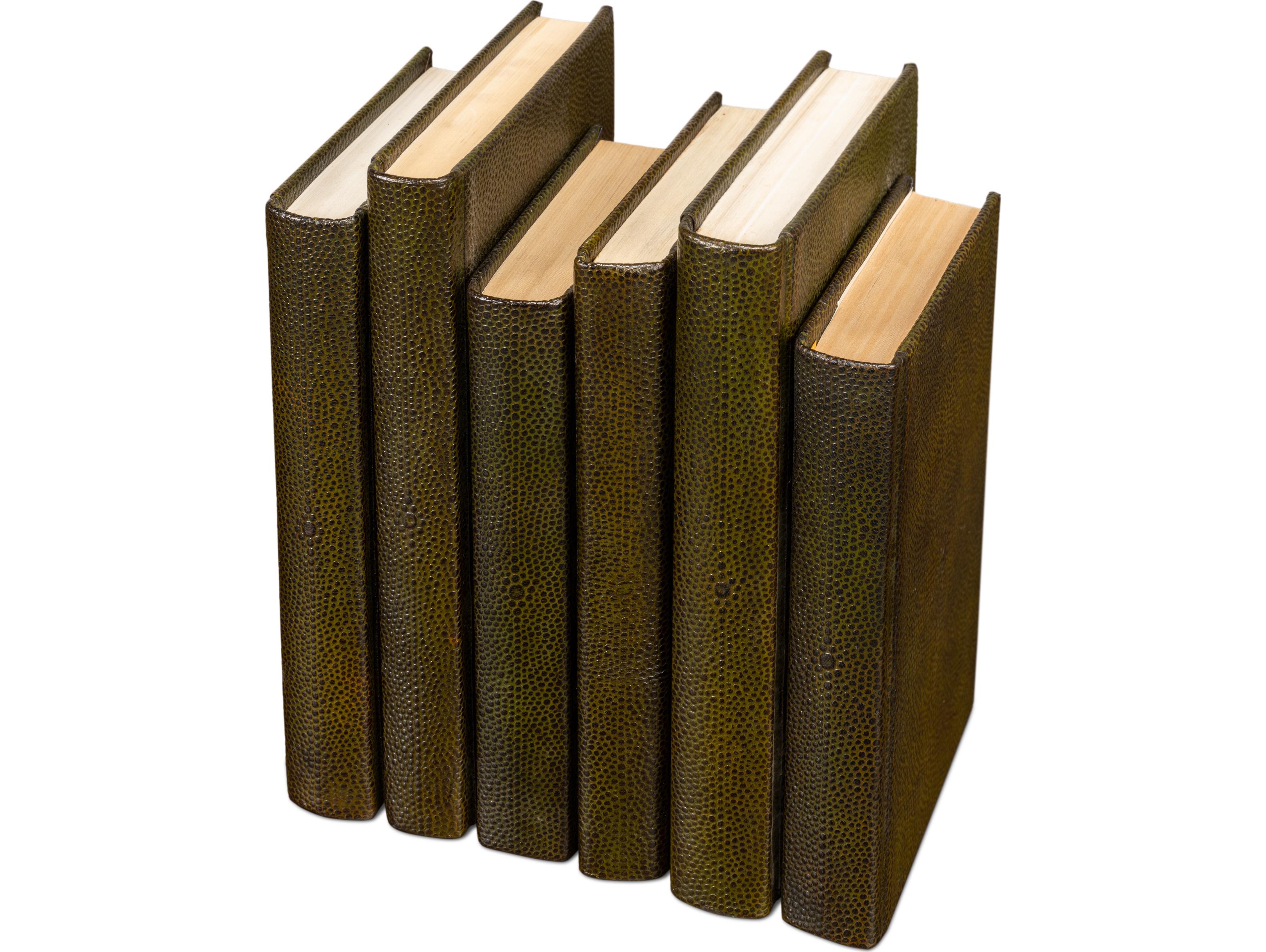Sarreid Ltd Shagreen Books Set of 12 Leaf