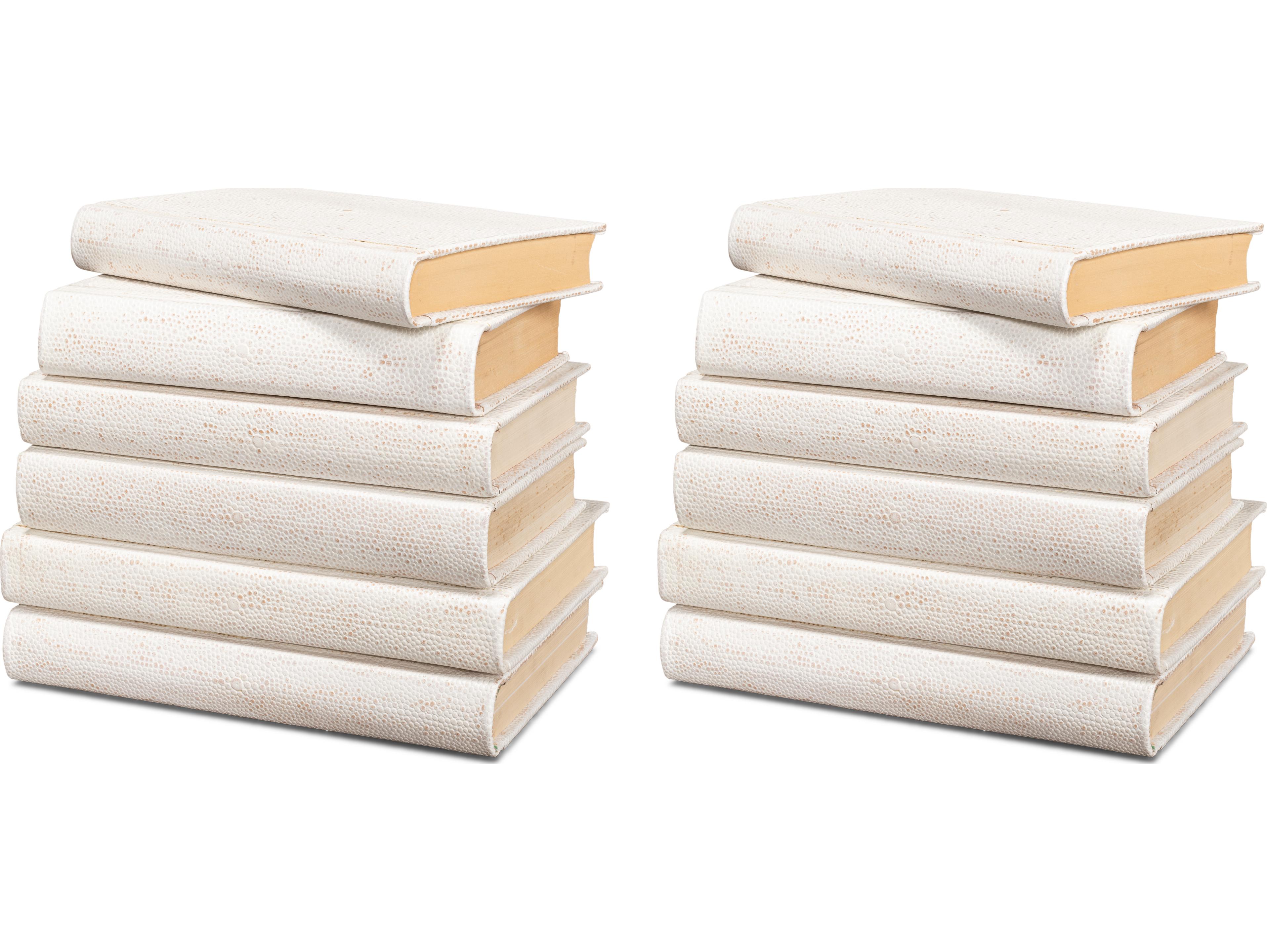 Sarreid Ltd Shagreen Books Set of 12 Osprey White