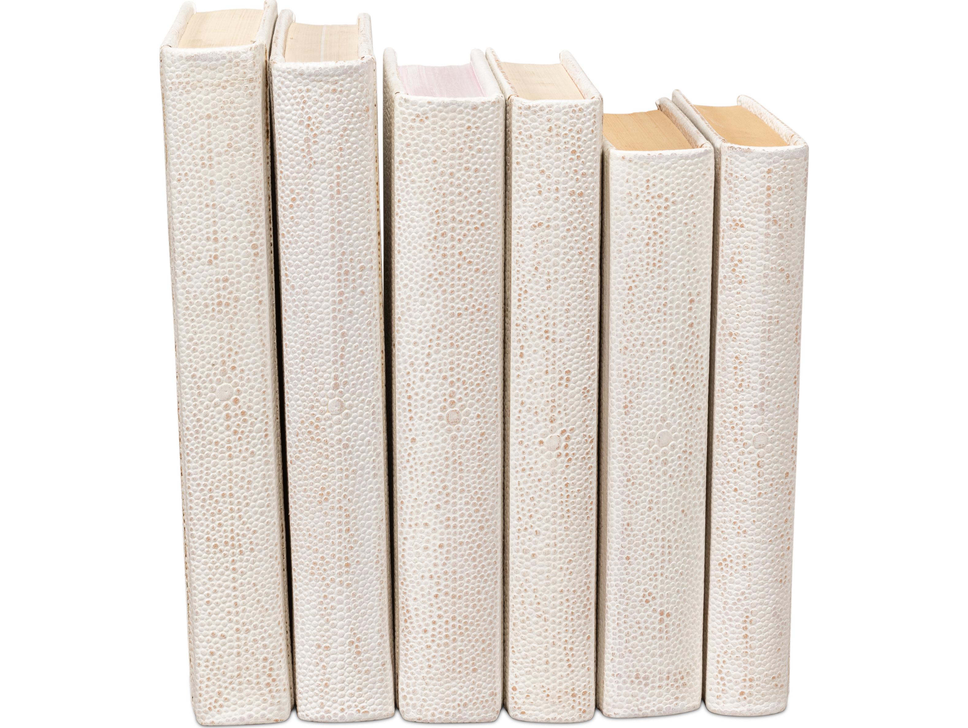 Sarreid Ltd Shagreen Books Set of 12 Osprey White