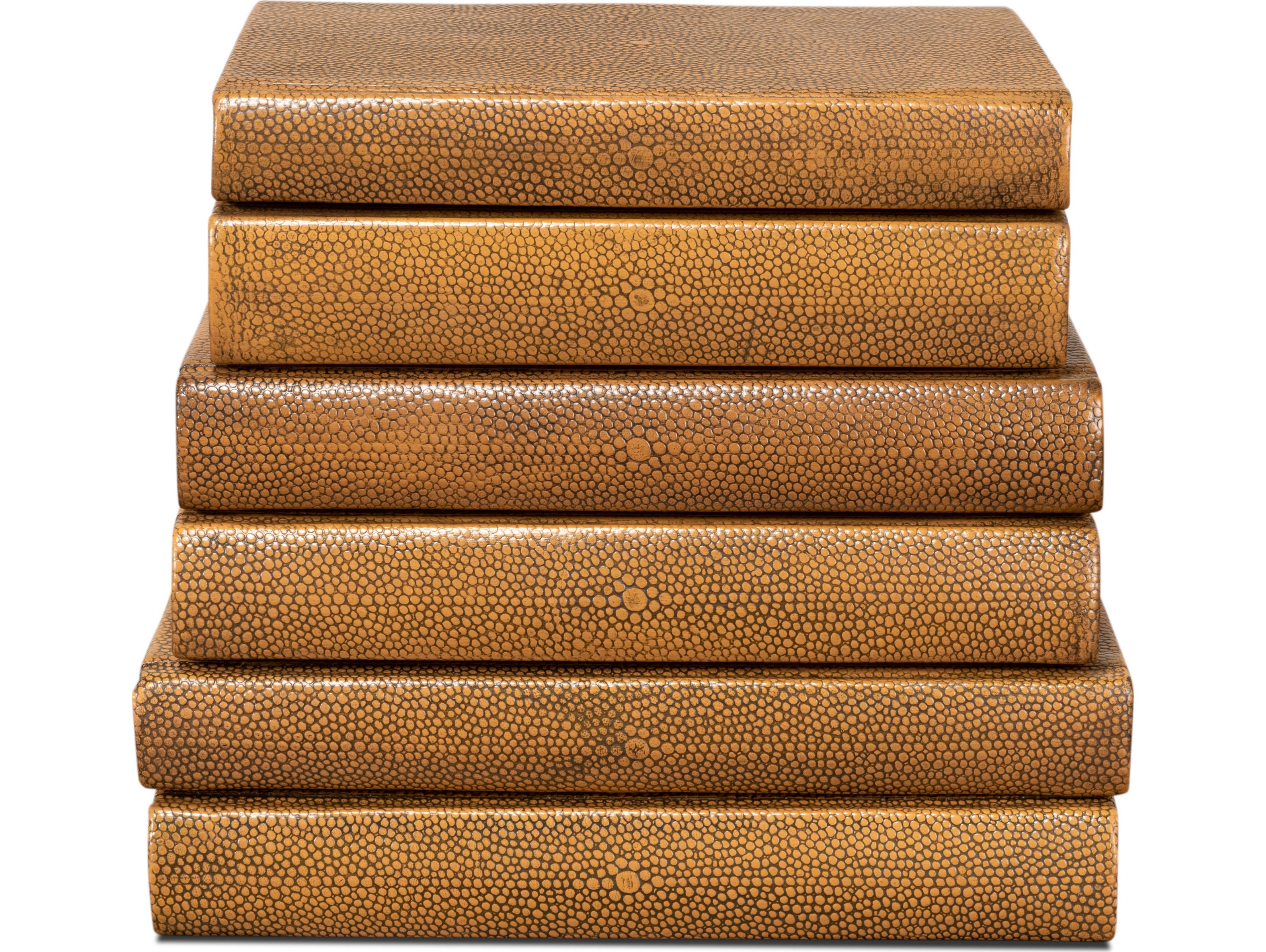 Sarreid Ltd Shagreen Books Set of 12 Tawny Brown