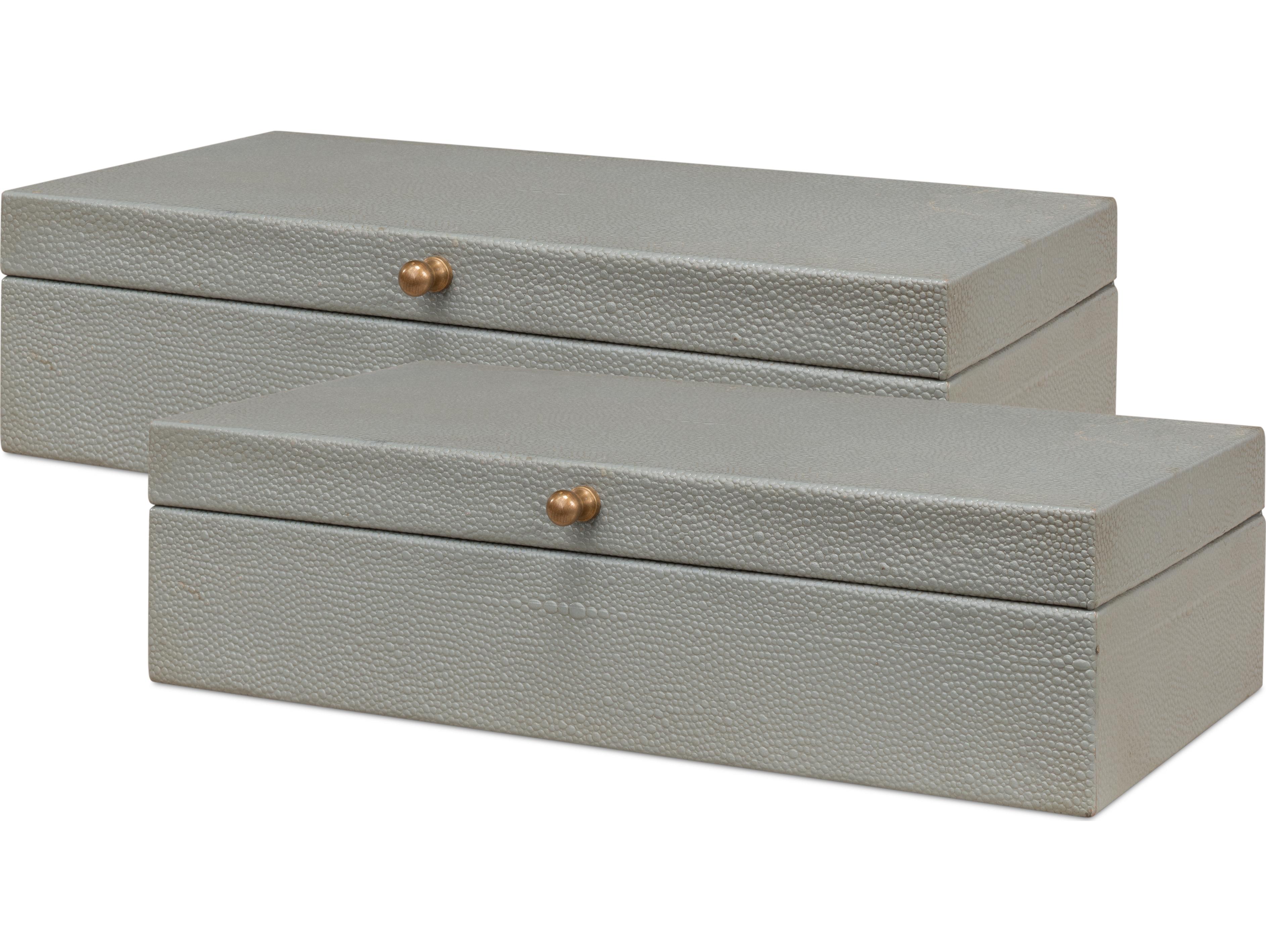 Sarreid Ltd Gatsburg Shagreen Box Storm Grey 2