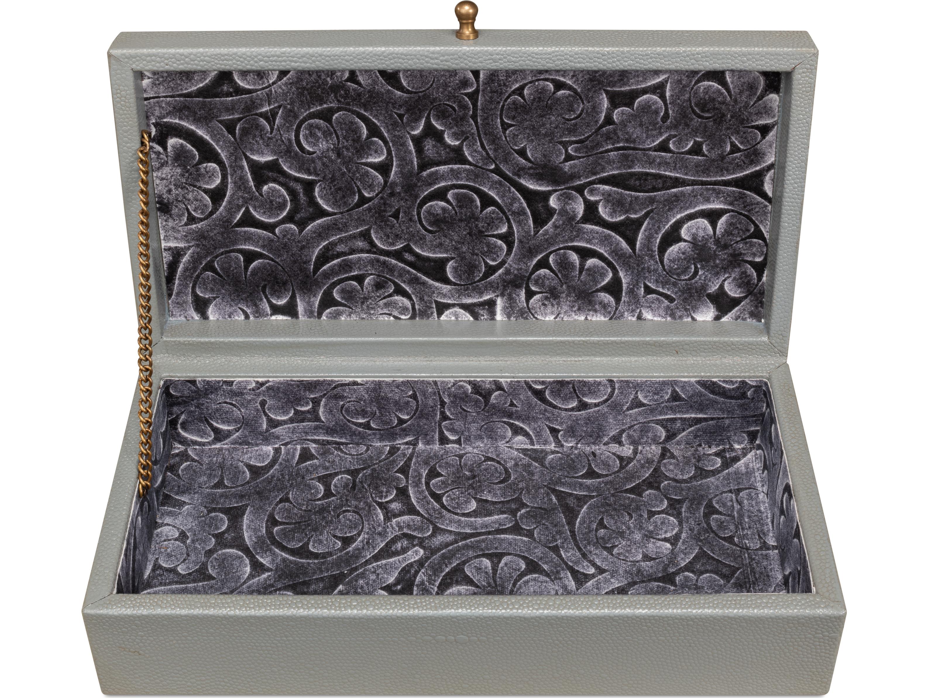 Sarreid Ltd Gatsburg Shagreen Box Storm Grey 2