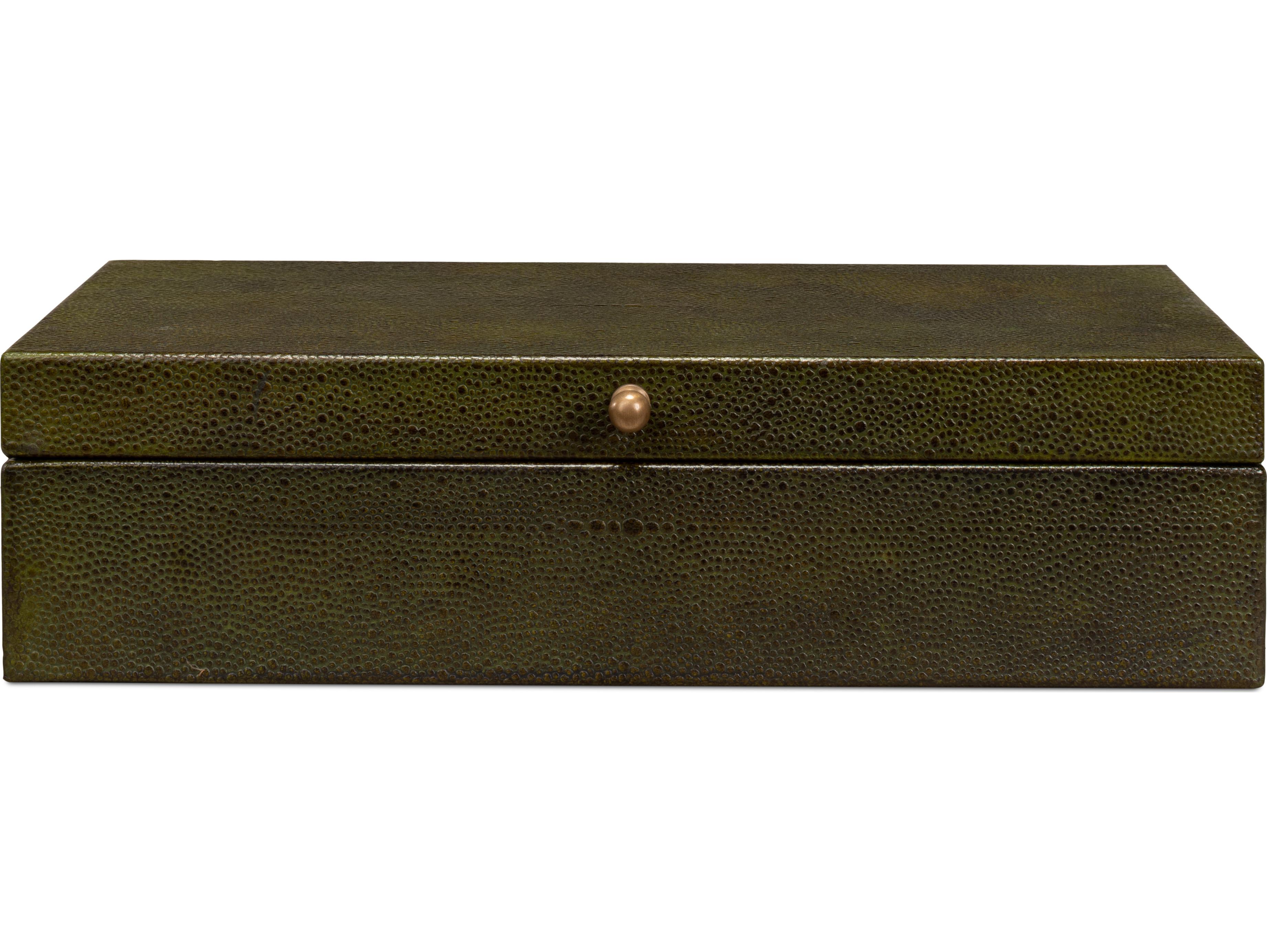 Sarreid Ltd Gatsburg Shagreen Box Leaf Set of 2