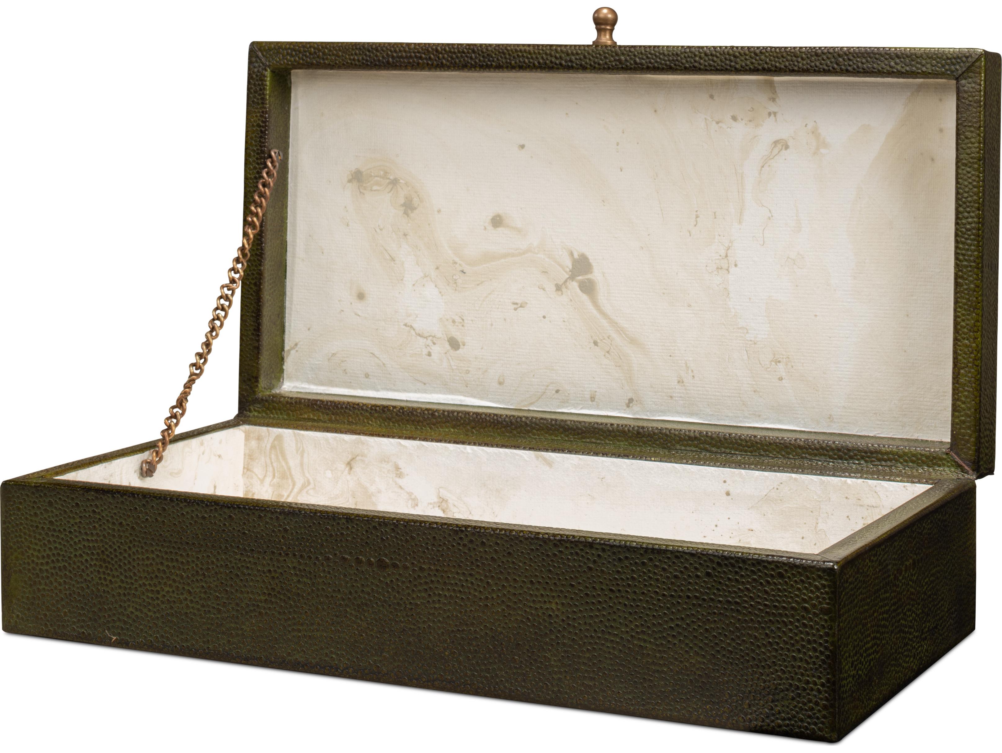 Sarreid Ltd Gatsburg Shagreen Box Leaf Set of 2