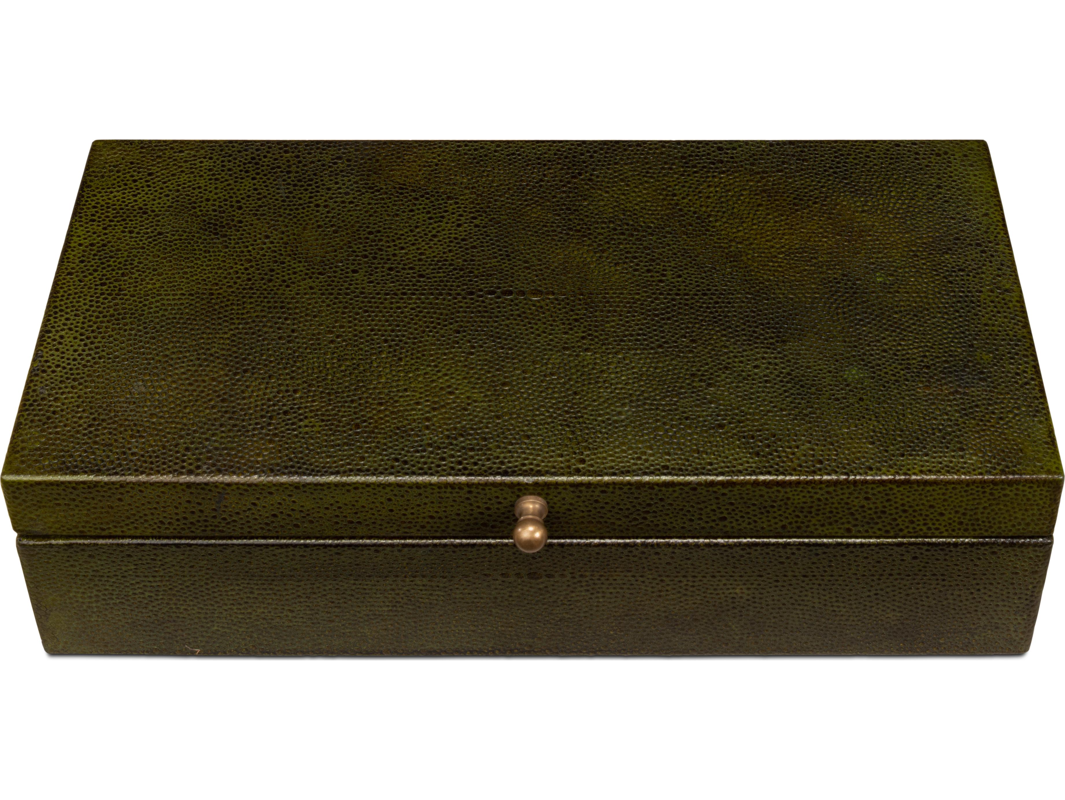 Sarreid Ltd Gatsburg Shagreen Box Leaf Set of 2