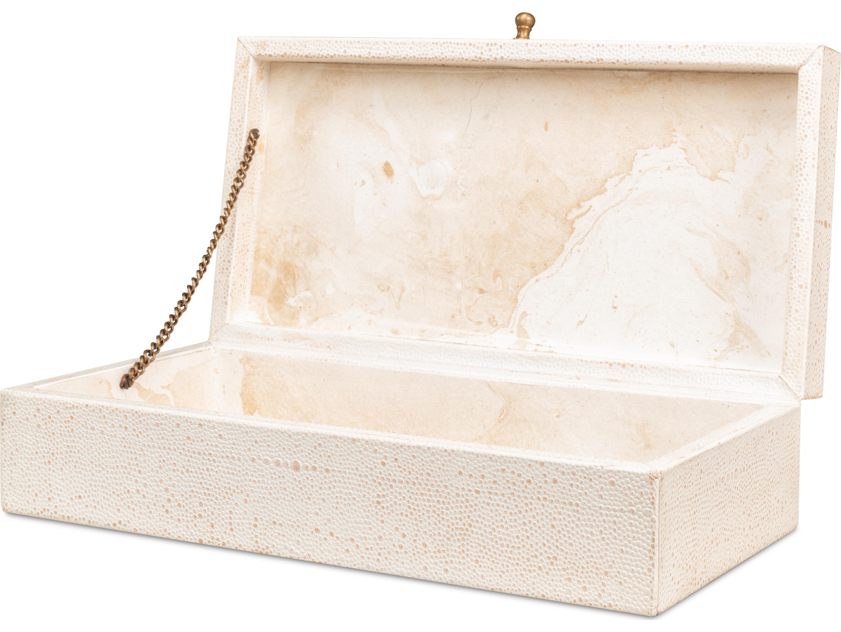 Sarreid Ltd Gatsburg Shagreen Box Osprey White 2