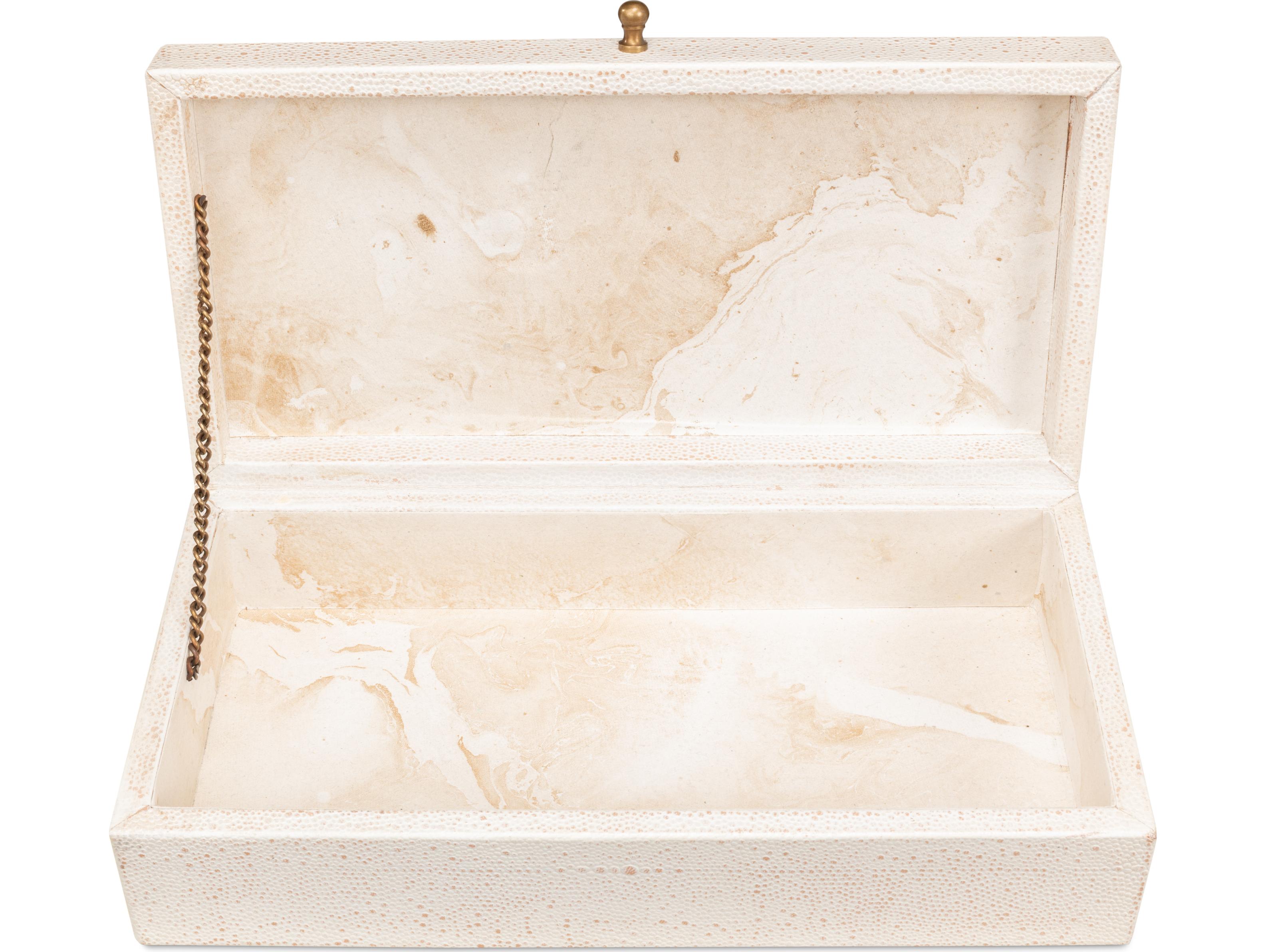 Sarreid Ltd Gatsburg Shagreen Box Osprey White 2