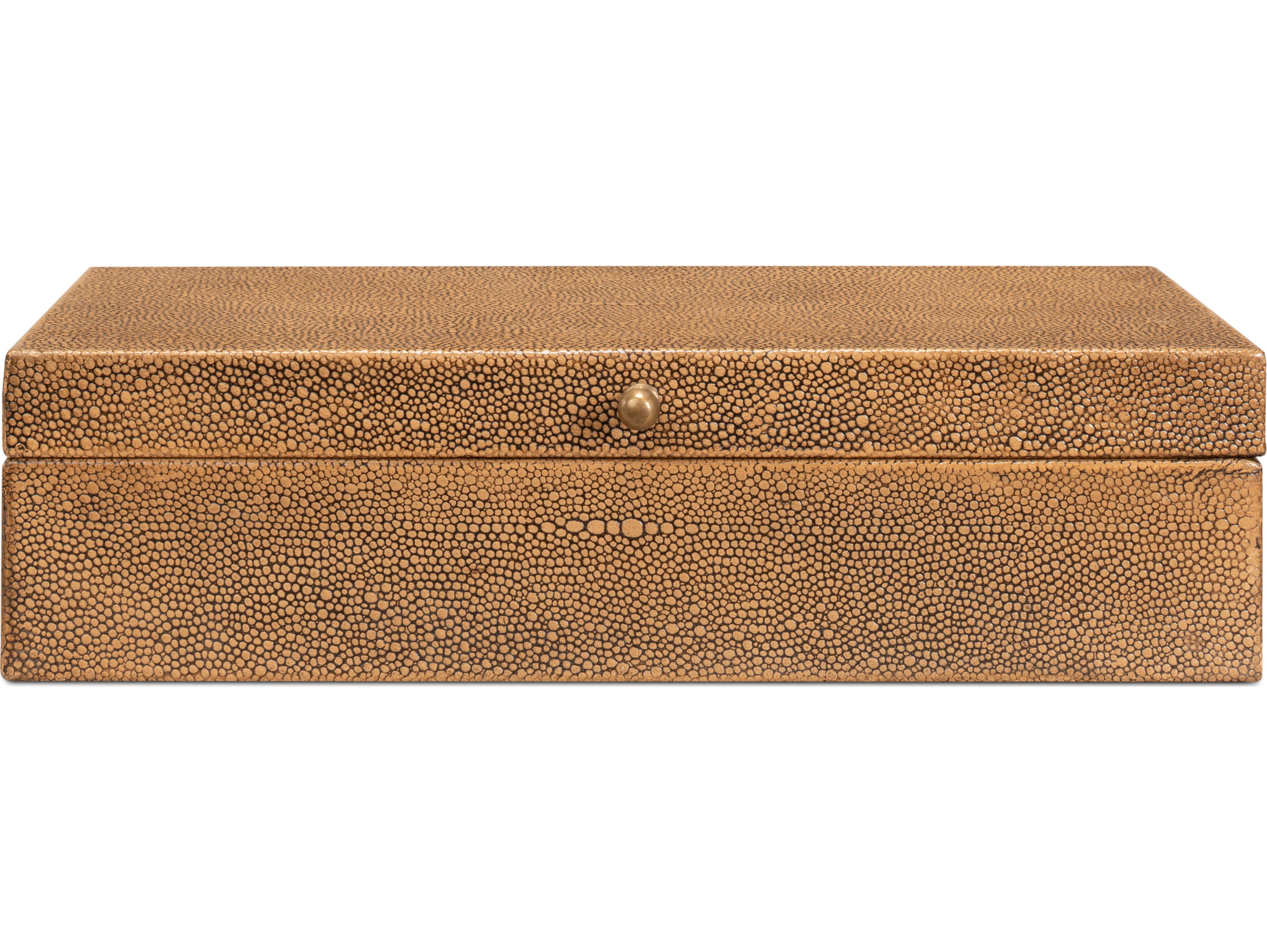 Sarreid Ltd Gatsburg Shagreen Box Tawny Brown 2