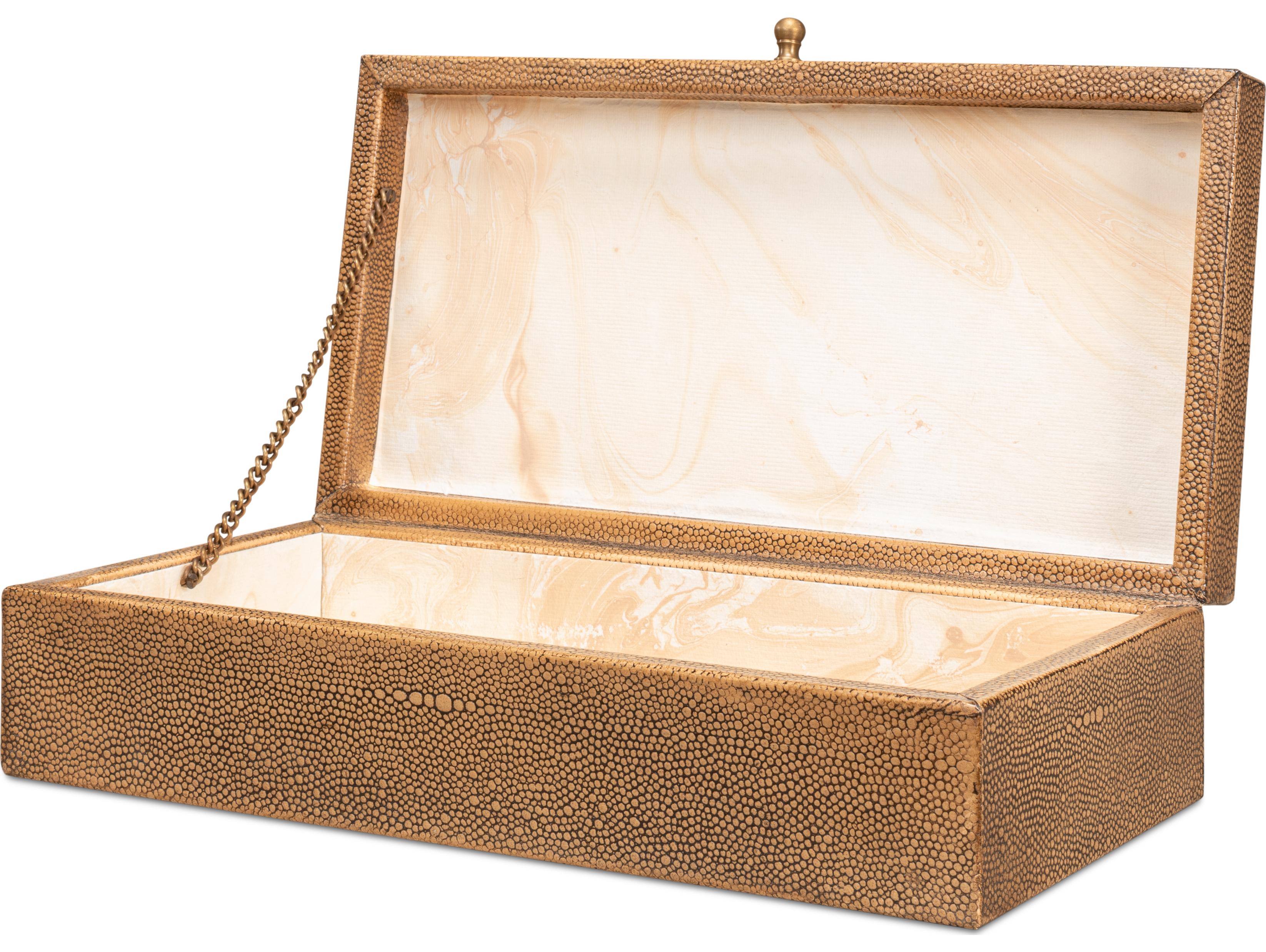 Sarreid Ltd Gatsburg Shagreen Box Tawny Brown 2