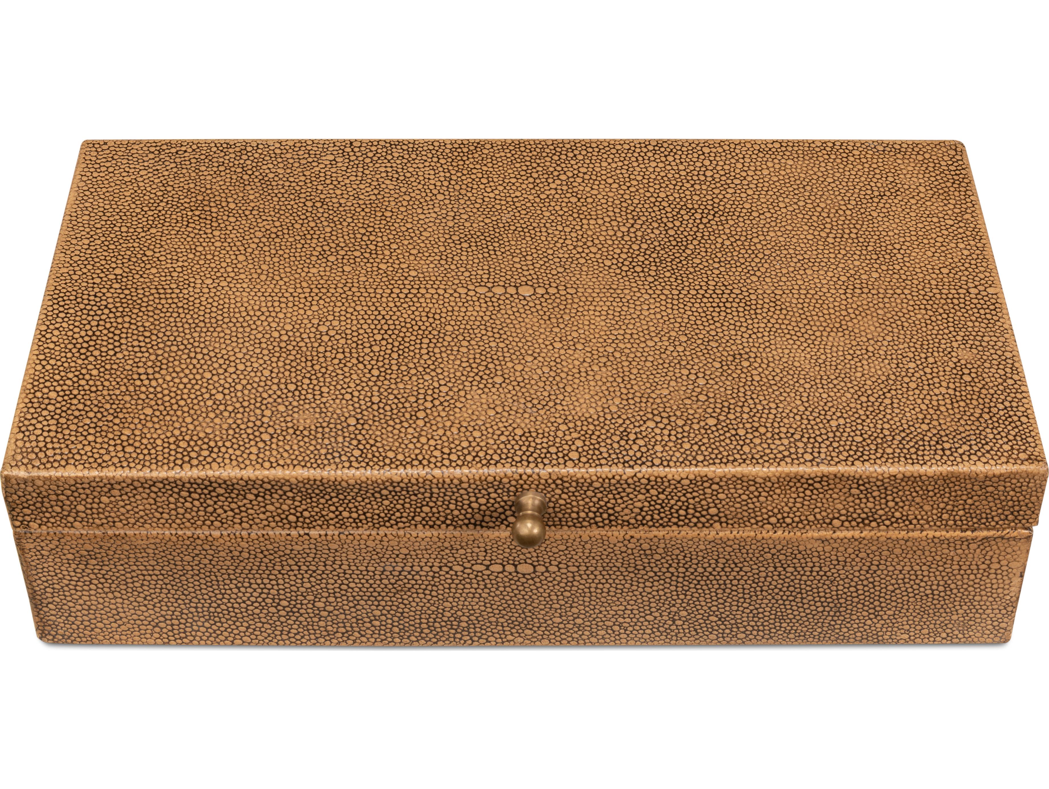 Sarreid Ltd Gatsburg Shagreen Box Tawny Brown 2
