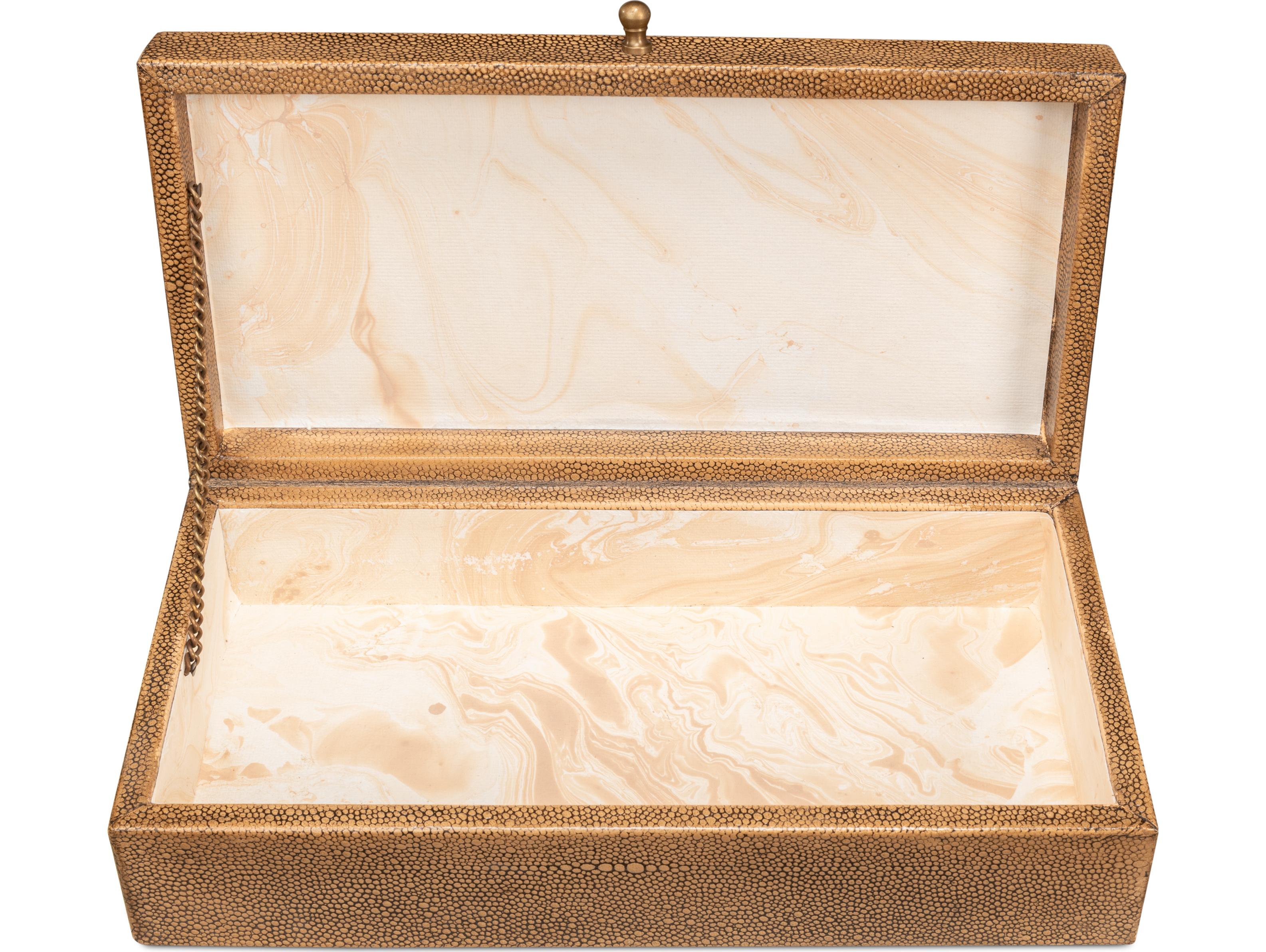 Sarreid Ltd Gatsburg Shagreen Box Tawny Brown 2