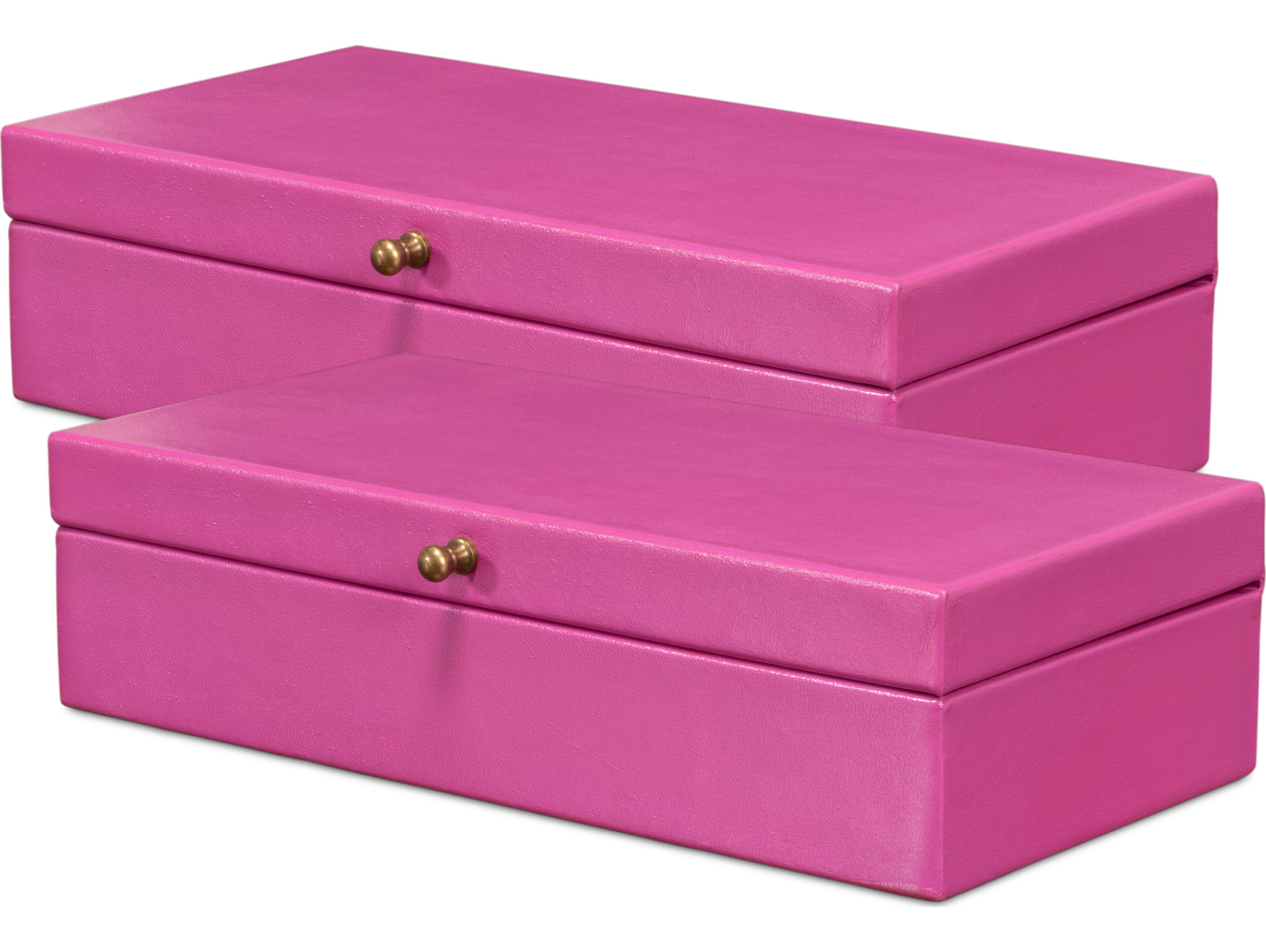 Sarreid Ltd Gatsburg Shagreen Box Pink Set of 2