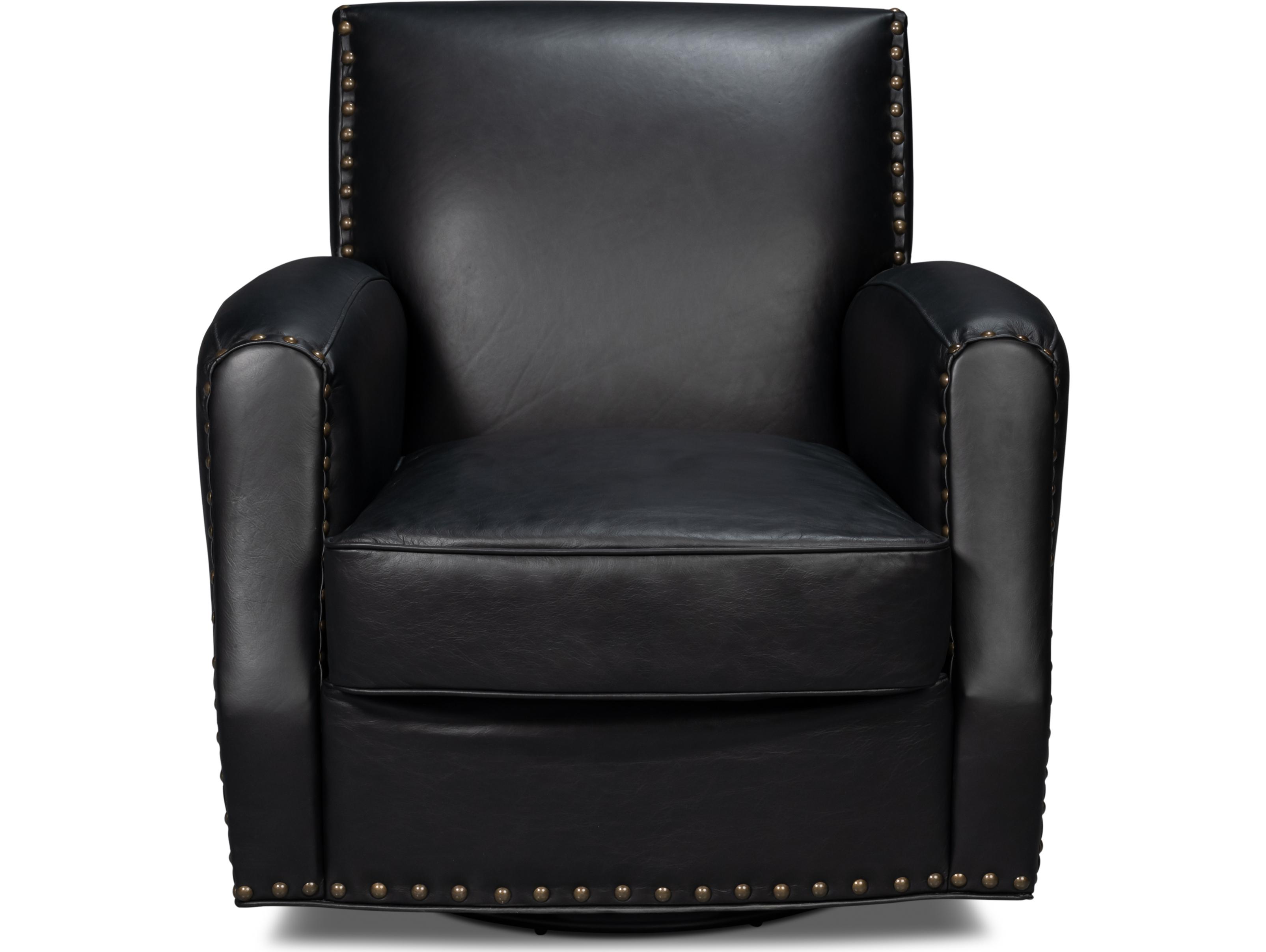 Sarreid Ltd Taft Leather Swivel Chair Onyx Black