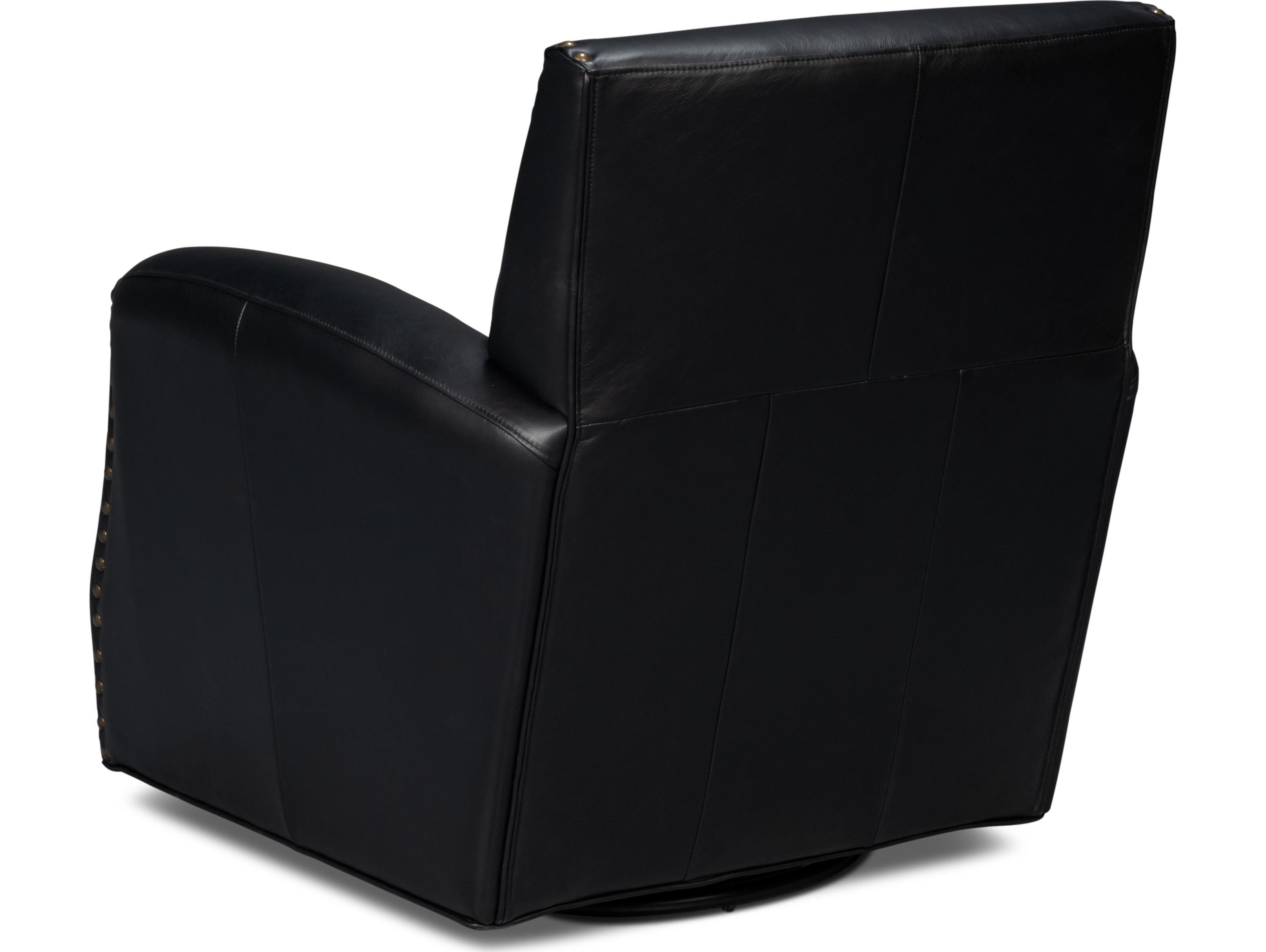 Sarreid Ltd Taft Leather Swivel Chair Onyx Black