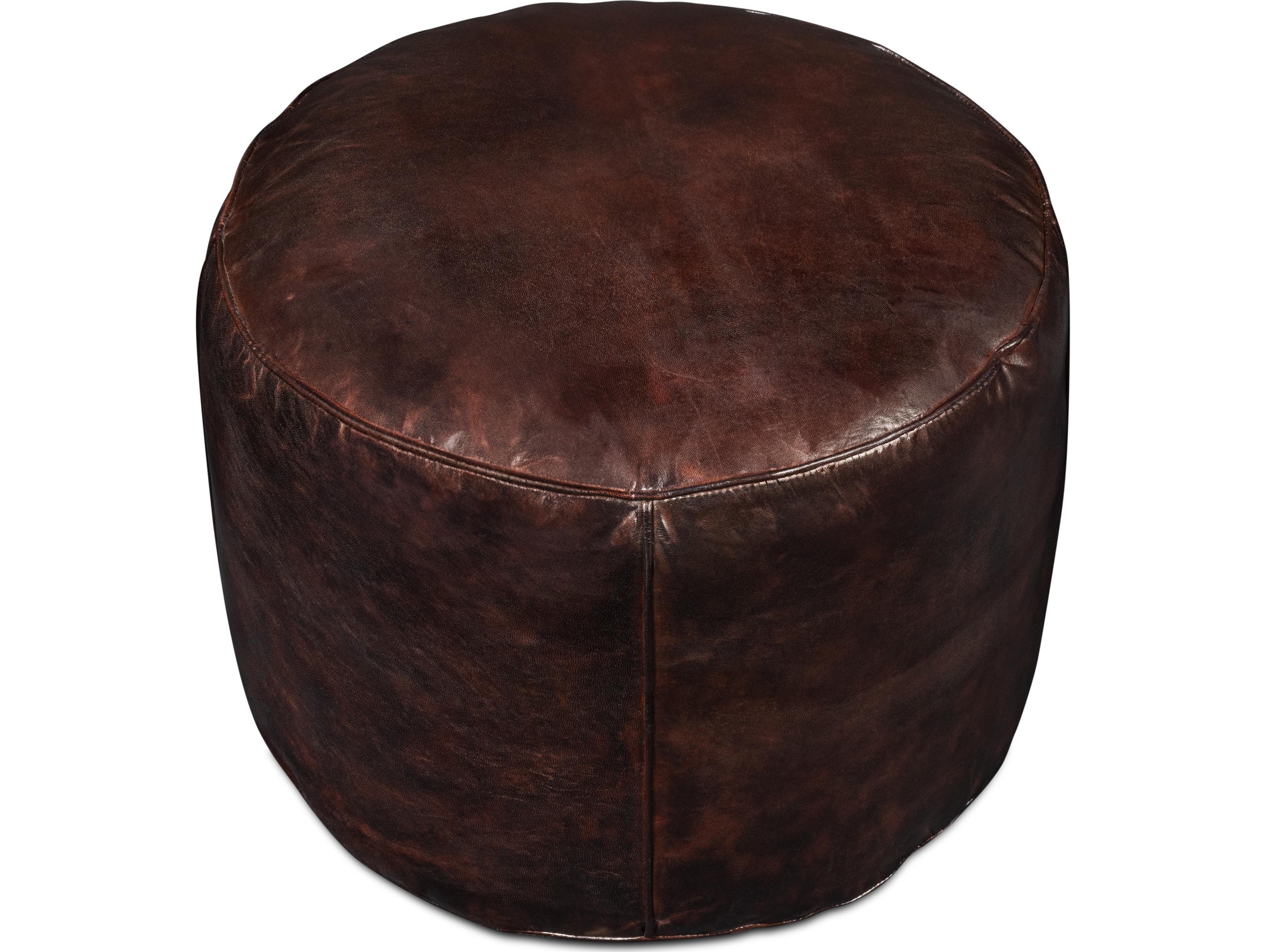 Sarreid Ltd Soccerball Stool Dark Brown Leather
